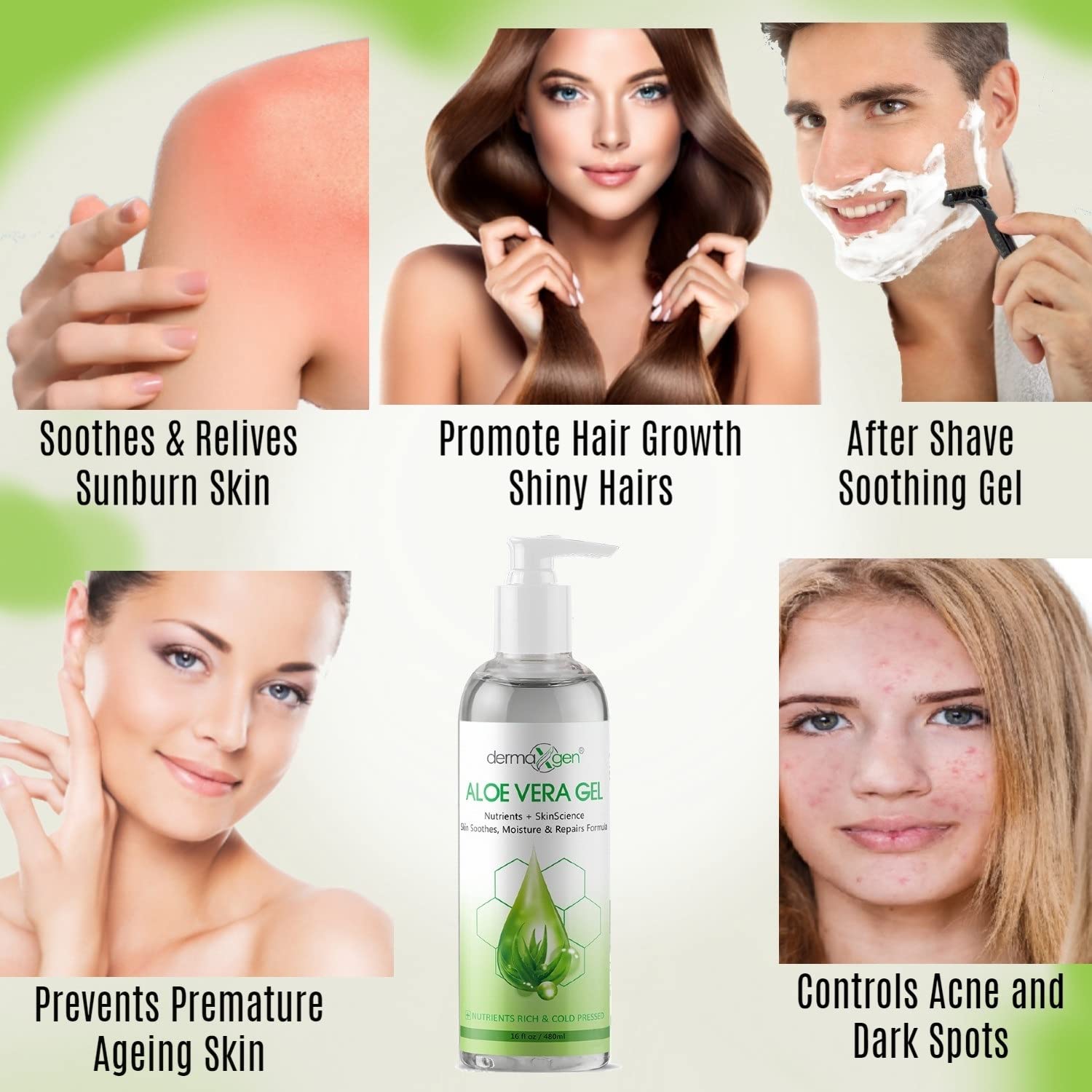 16oz Organic Aloe Vera Gel with Witch Hazel, Vitamin C, E - Soothing Moisturizer - Image 8