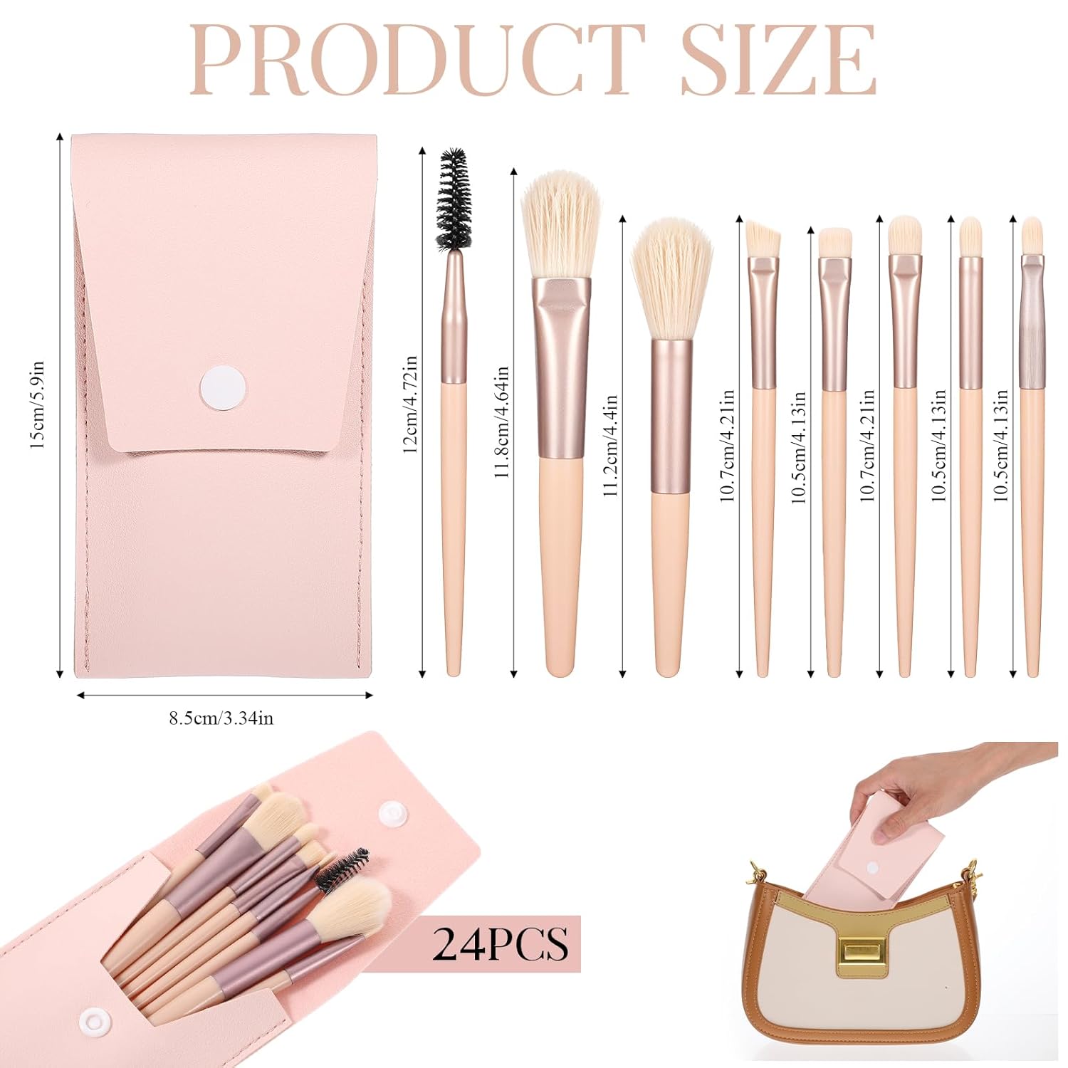 24 Sets Travel Size Makeup Brushes Set Mini Face Make up Brushes Brushes Bag for Makeup Party Favors Wedding Bridal Shower Bridesmaid Gift Favors Bachelorette Party Gift - Image 2