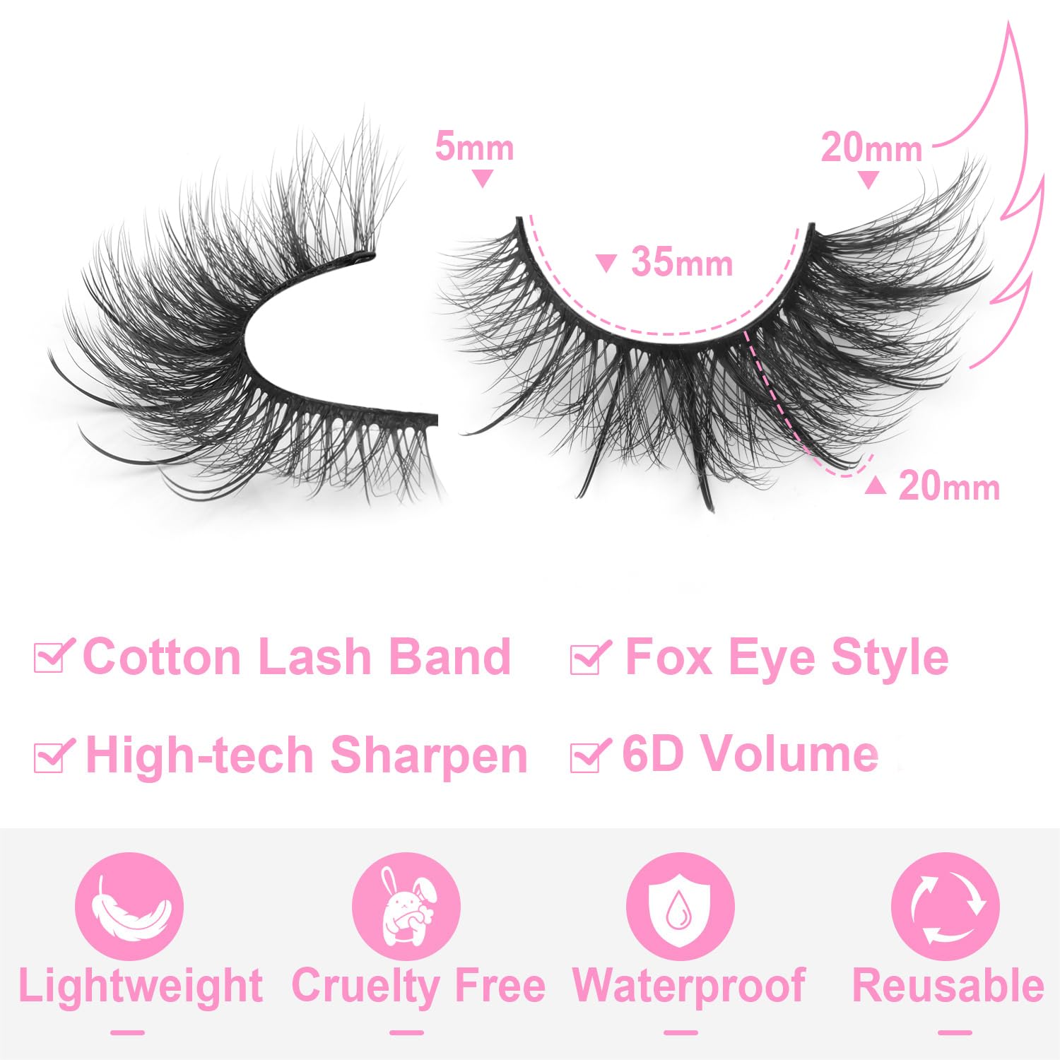 Fox Eye Lashes Wispy Faux Mink Lashes Volume Fairy Cat Eye Lashes That Look Like Extensions Spiky Fake Eyelashes Natural Look - Image 3
