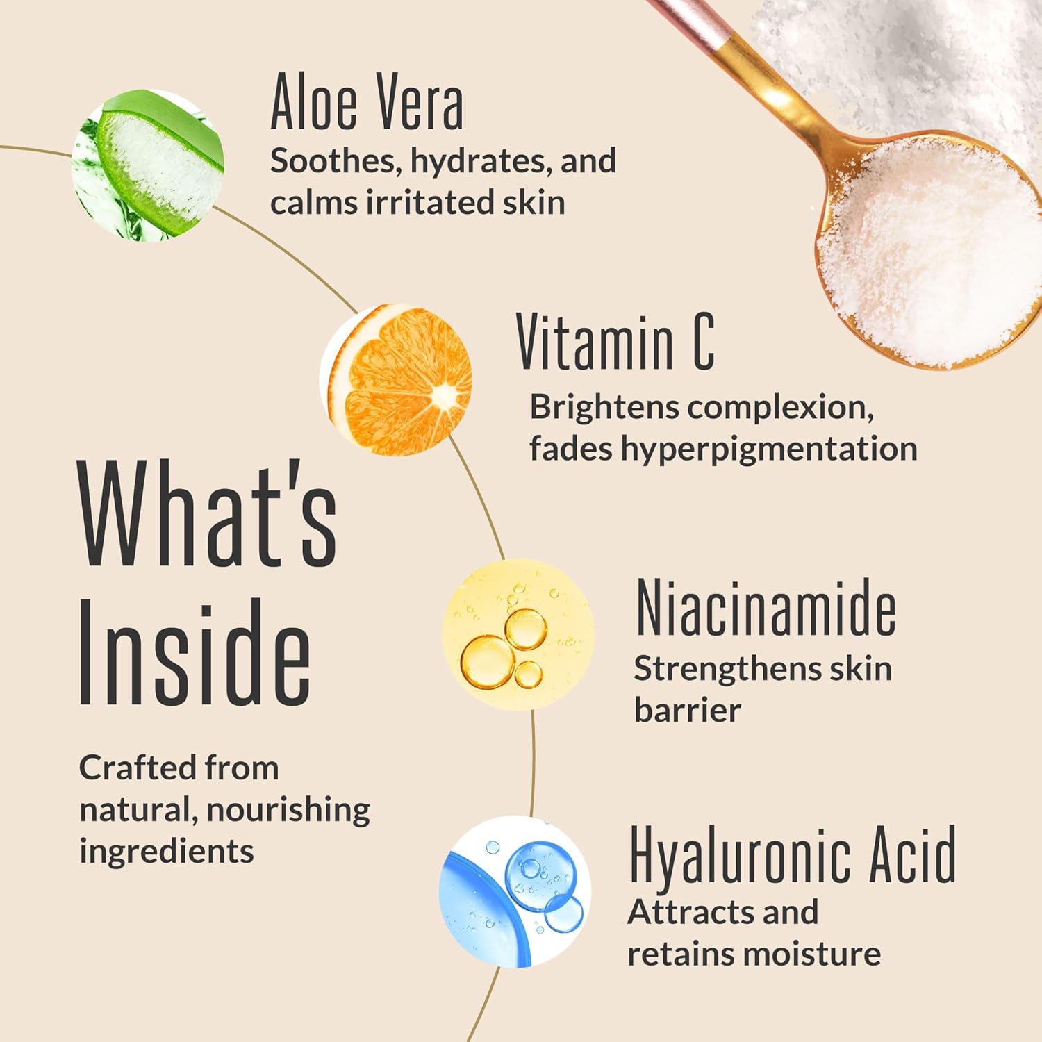 Vitamin C Face Serum - Natural Anti-Aging Serum with 10% Vitamin C, Aloe, Niacinamide, & Hyaluronic Acid, Soothing Skin Care, Firms & Evens Skin Tone, Dark Spot Remover for Face (1 fl oz) - Image 3