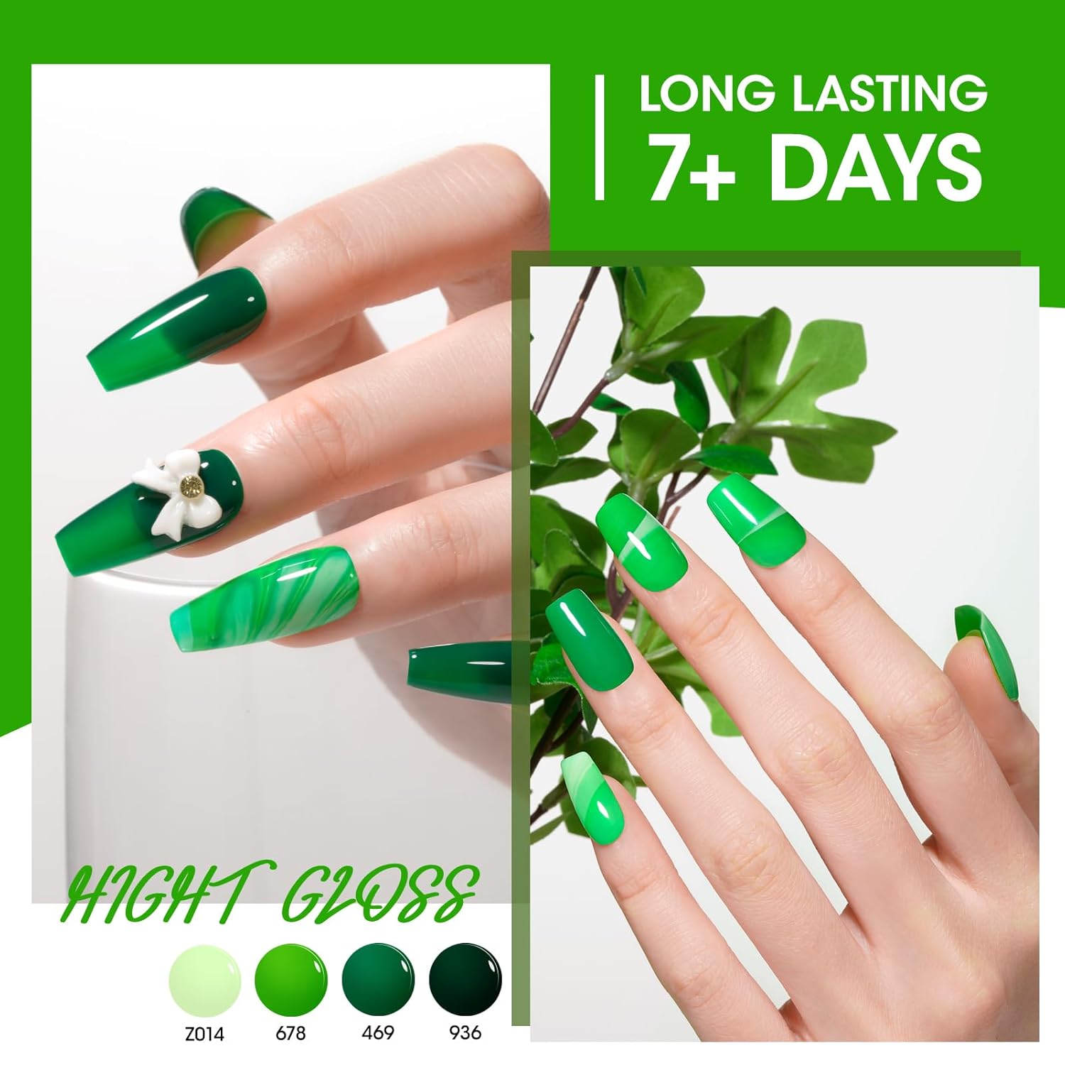 GELLEN Green Regular Nail Polish Non Gel, Fast Air Drying Full Size Green Nail Polish No UV Light Needed Spring Summer Dark Light Grass Forest Jungle 6 Colors Set for Women Manicure St. Patrick's Day - Image 4