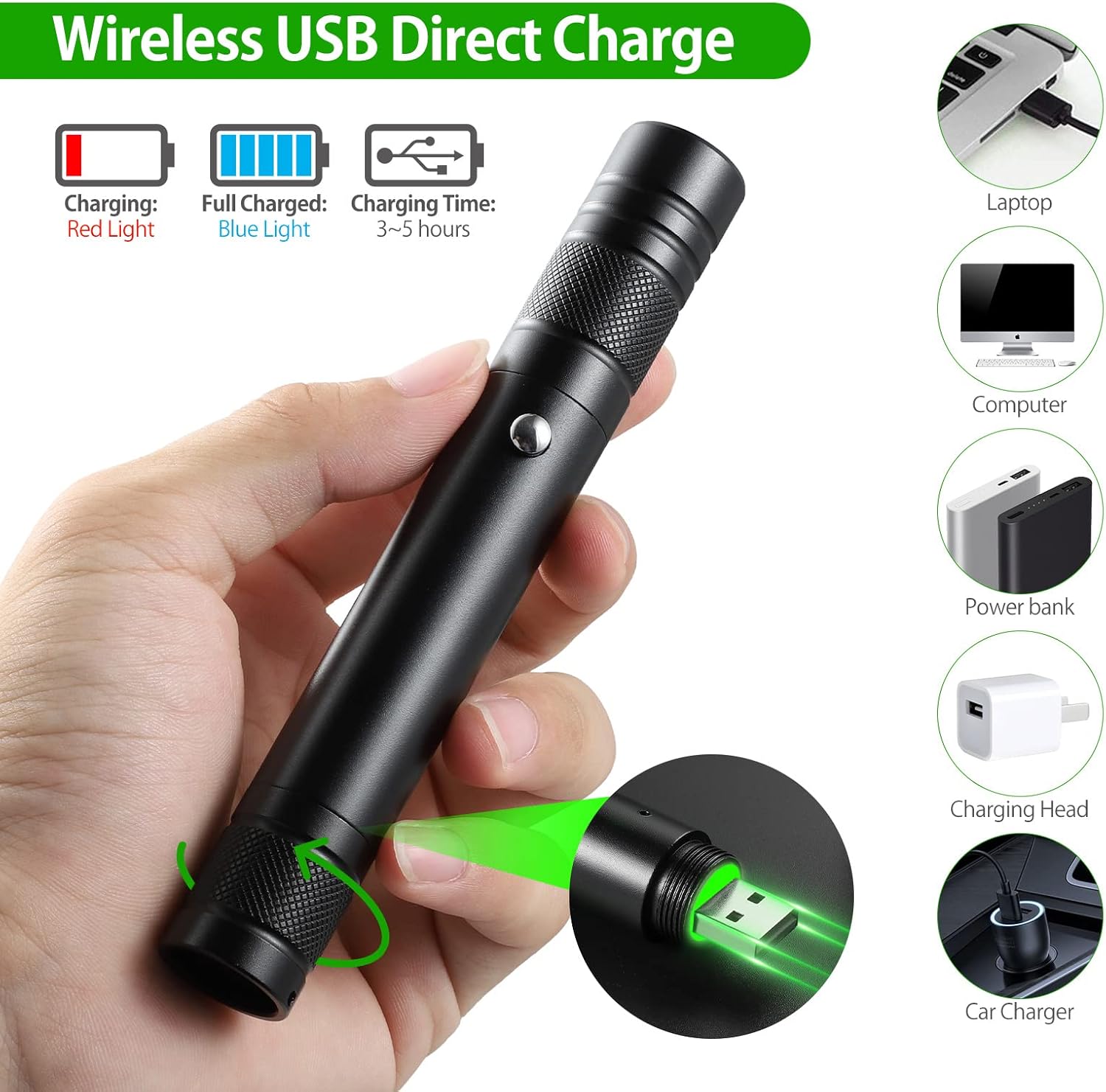 Laser Pointer High Power Rechargeable Lazer Pointer, Laser Pen with Long Range Adjustable Focus with Star Cap, Laser Pointer Pen Suitable for Outdoor, Astronomy, Cats Dogs (Red) - Image 4