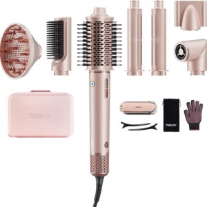 7MAGIC 7 in 1 Hair Styler & Hair Dryer Brush, 110,000 RPM High-Speed Blow Dryer with Negative Ions for Frizz-Free Styling Fast Drying Curling Volumizing Straightening, Hot Air Styler with Travel Case