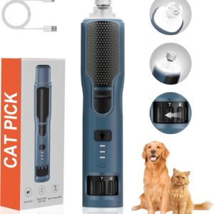7-Speed 360° LED Strong Light Dog Nail Grinder Quiet Cat Nail Grinder Dog Nail Trimmers for Large Medium Small Dogs Cats Pets Claw Trimmer Quick Dog Nail Clipper