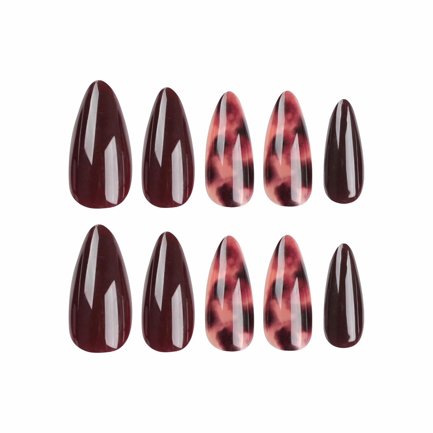 BABALAL Brown Press on Nails Medium Almond Fake Nails Fall Glue ons Nails with Design Autumn Acrylic Nails 24Pcs Stiletto False Nails - Image 2