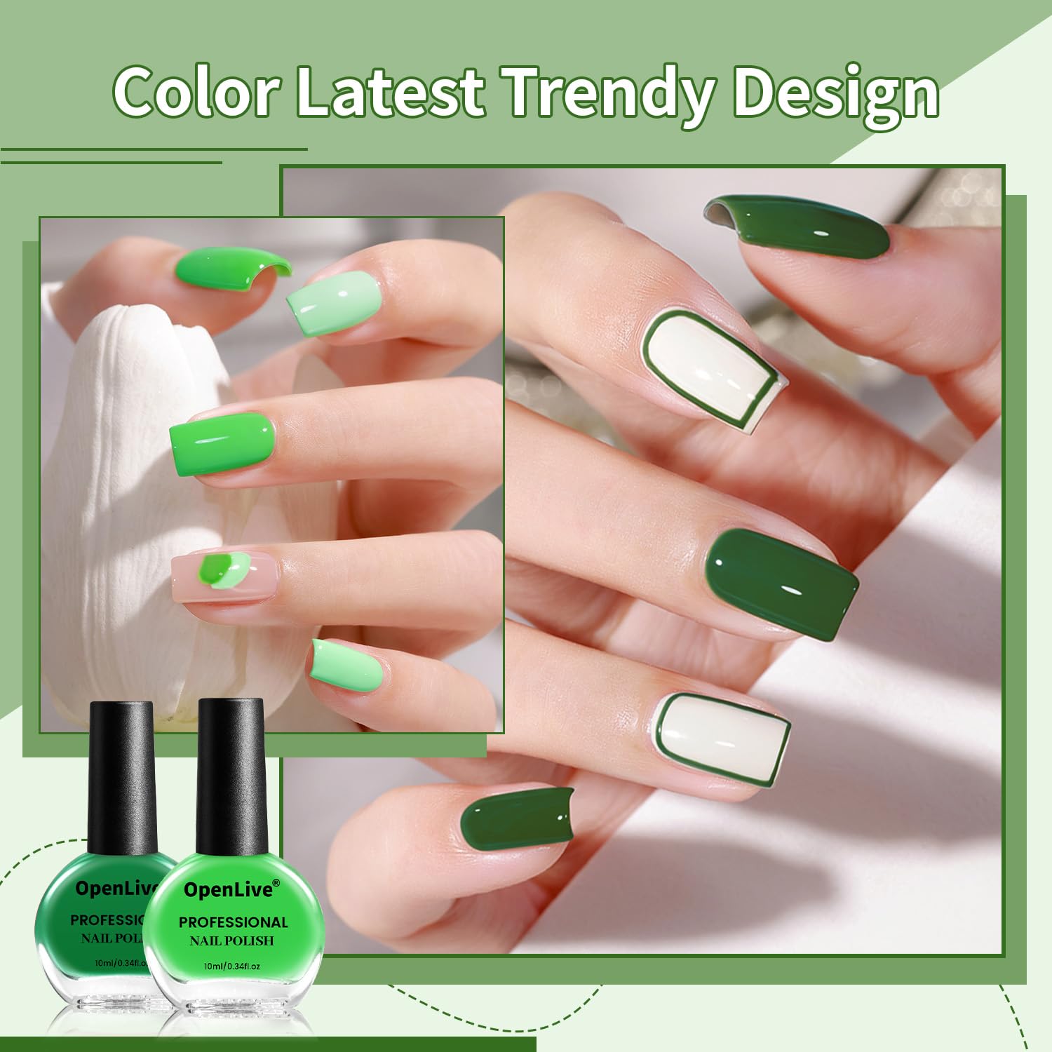 Green Nail Polish 6Pcs Nail Polish Set All Seasons Neutral Color Quick Dry NailPolish Set for Collection Easter Gift for Her - Image 4