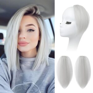 REECHO Clip in Hair Volumizer, Short Thick Clip in Hairpieces Adding Extra Hair Volume Extensions for Women with Thin Fine (Silver, 8 Inch(Pack of 2))