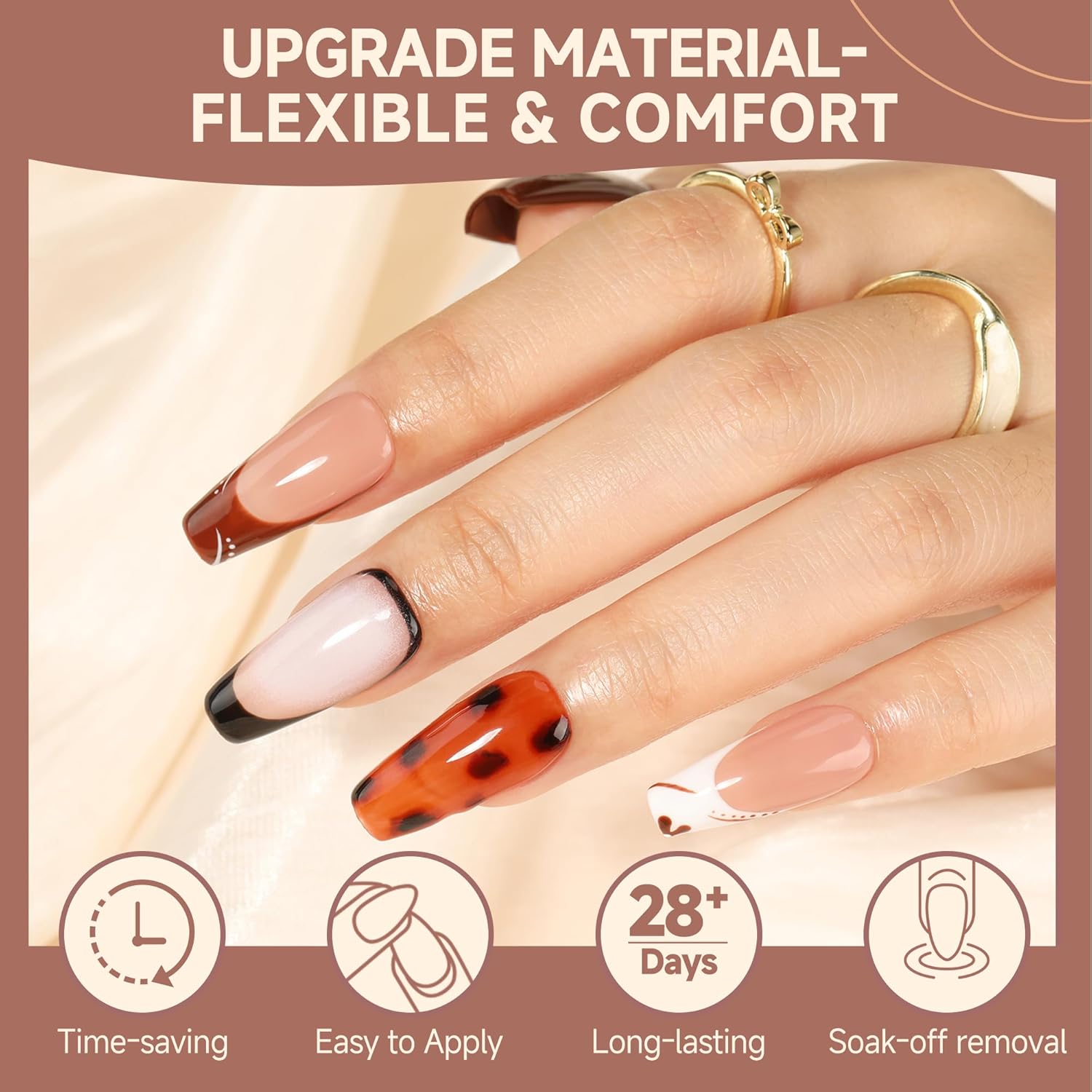UNA GELLA Medium Coffin Nails Tips 504pcs - Gel Nail Tips Coffin Acrylic Full Cover Pre-buff Soft Gel Nail Tips Half Matte For Nail Extension Home DIY Salon 12 Sizes - Image 3