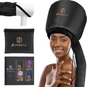 Bonnet Hood Hair Dryer Attachment - Headband Integrated Bonnet Hair Dryer for Speeds Up Drying Time at Home, Easy to Use for Styling, Curling and Deep Conditioning (Black,Adjustable)