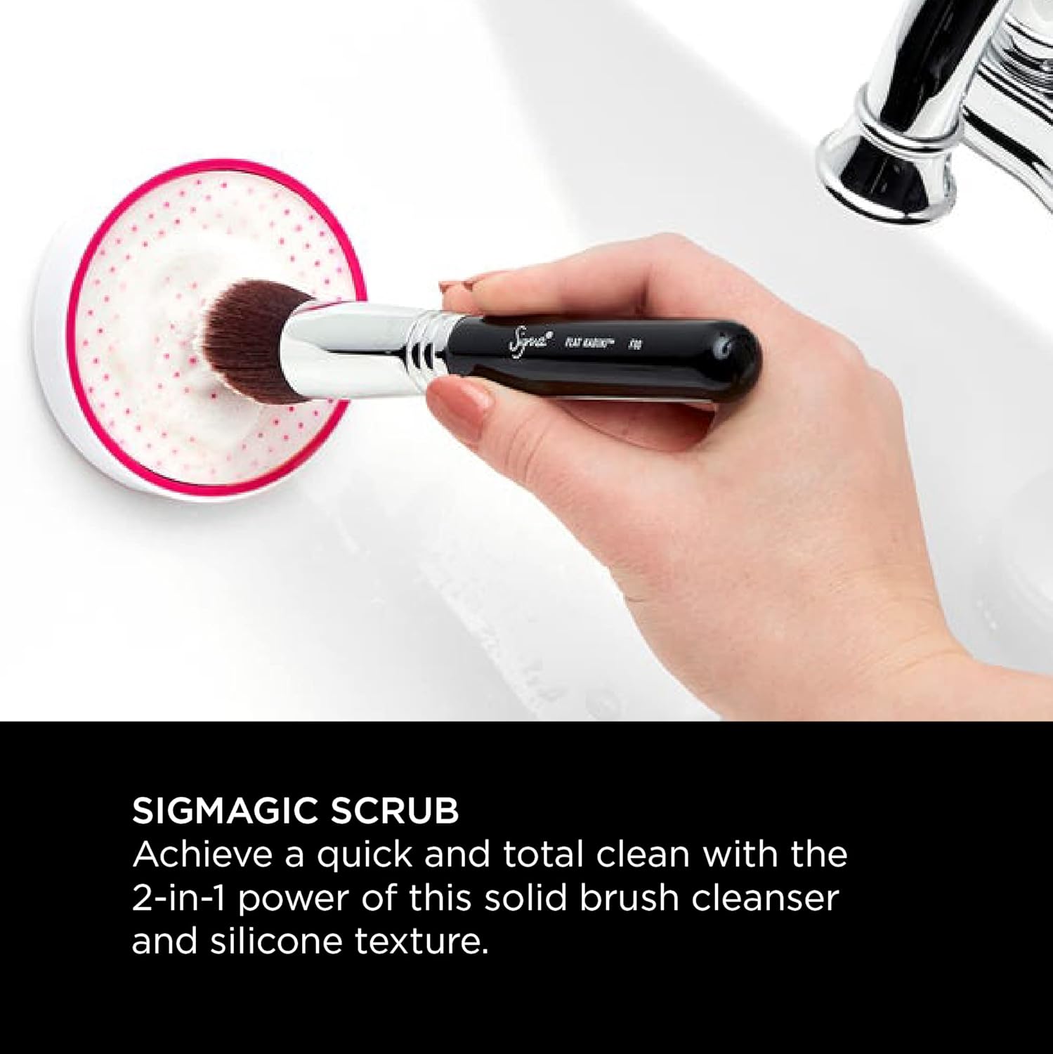 Sigma Beauty Portable 2-in-1 SigMagic Scrub โ Solid, Professional Grade Makeup Brush Cleaner with Silicone Texture to Quickly and Effectively Remove Makeup Residue & Build Up on Makeup Brushes (1pc) - Image 4