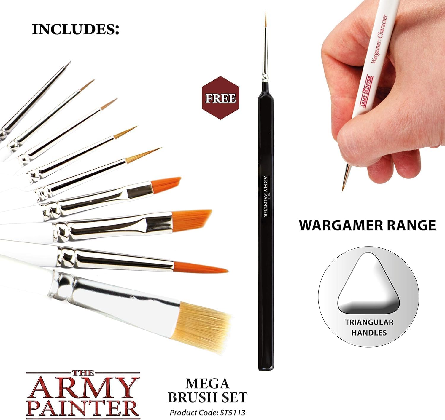 The Army Painter, Wargames Mega Brush Set, 10 Miniature Paint Brushes, Incl. Free Masterclass Kolinsky Sable Hair and Detail Paint Brush with Fine Tip - for Miniature Painting, DND & Warhammer - Image 3