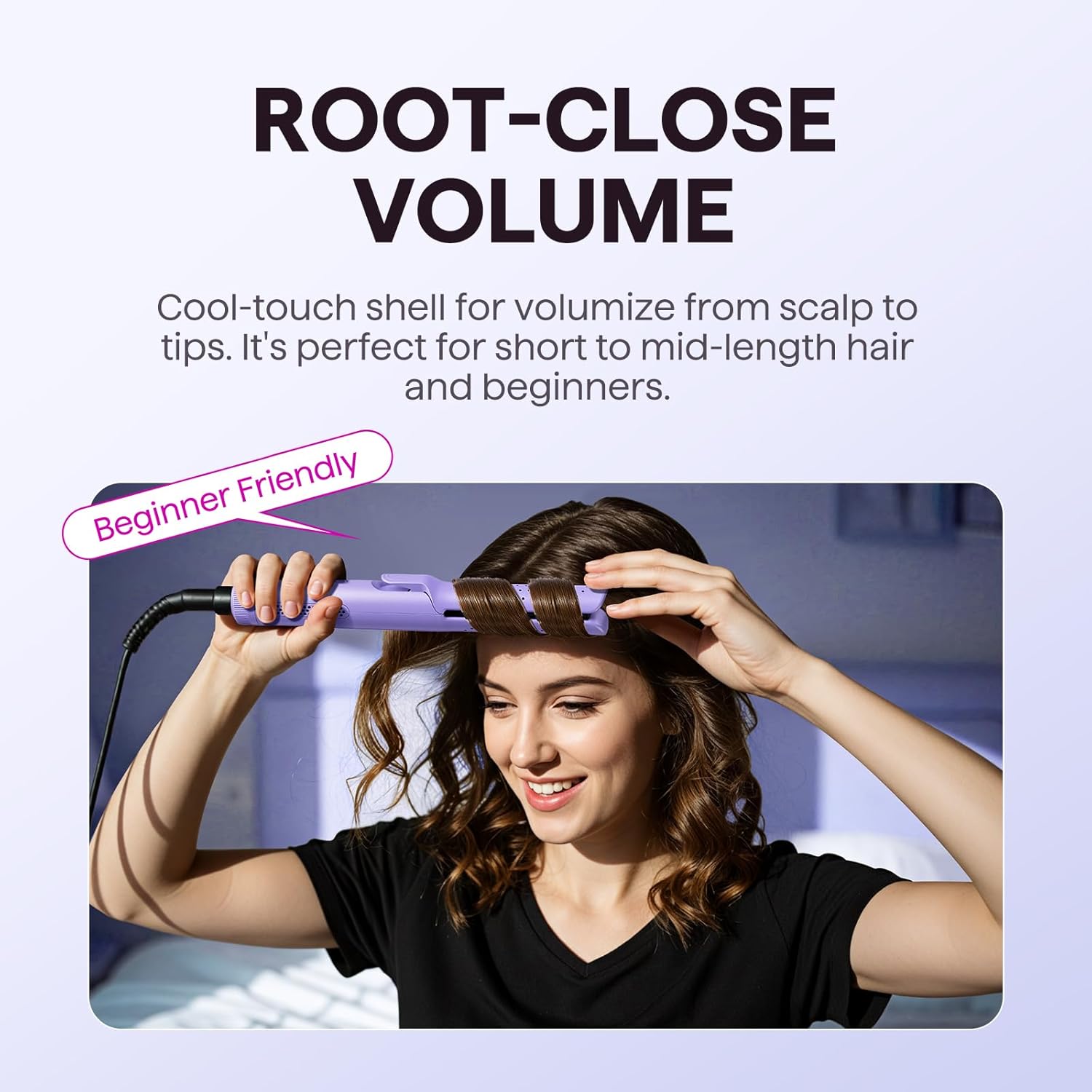 Wavytalk Airflow Styler Curling Iron, Cool Curl, 360° Cool Air Lock in Style for Lasting Curls, Reduces Damage, 2 in 1 Hair Straightener and Curler, 1 Inch, Anti-Scald for Short Long Hair, Purple - Image 4
