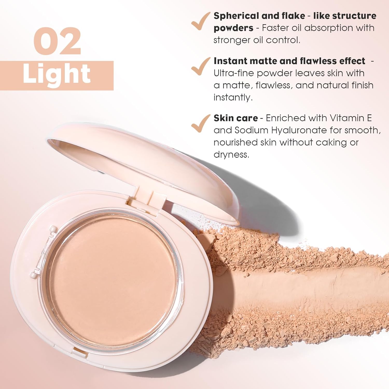 UCANBE 2-in-1 Pressed Face Powder & Foundation Makeup, Matte Oil Control Flawless Setting Powder, Korean Makeup,Waterproof Long Lasting Finishing Powder (Light) - Image 6