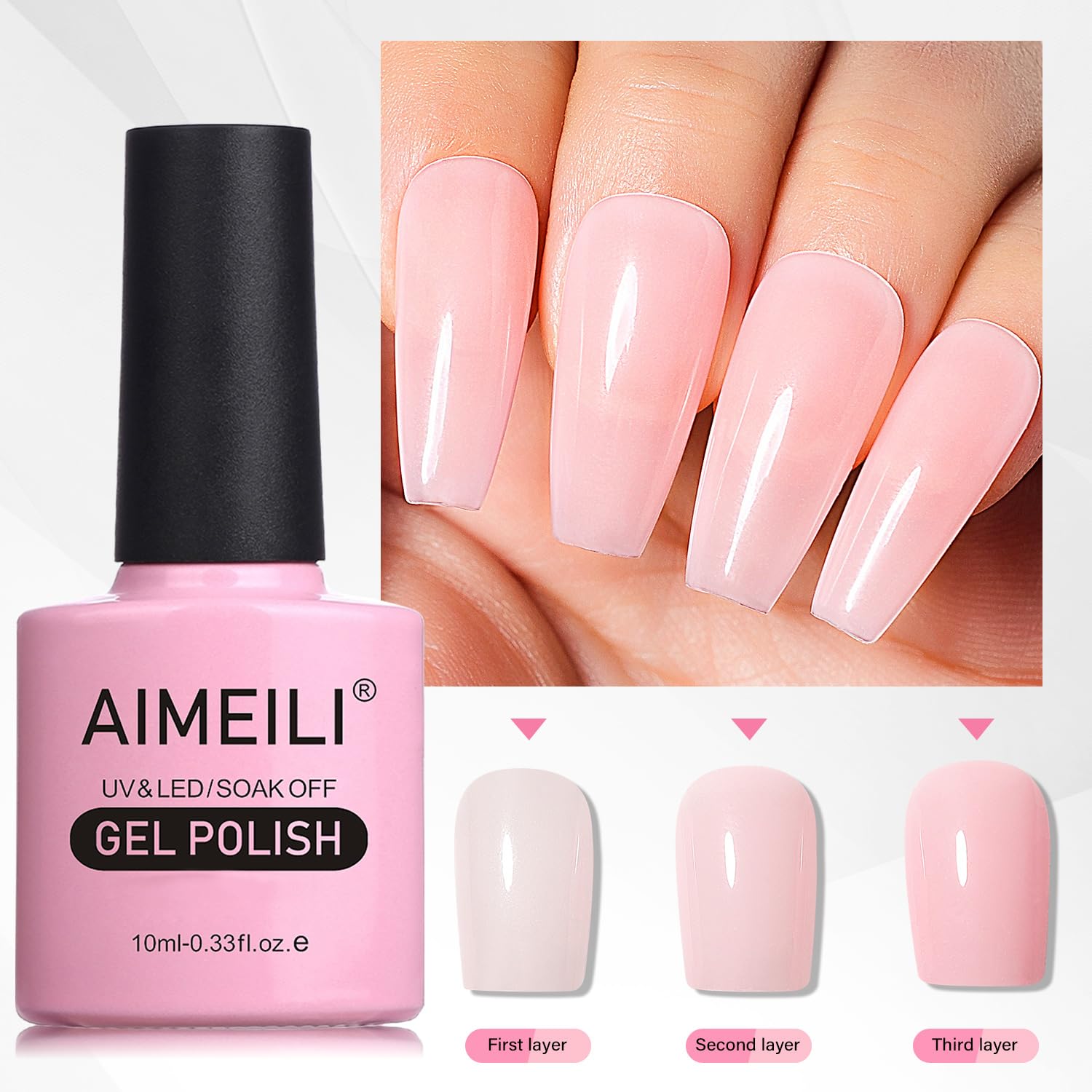 AIMEILI Gel Nail Polish Soak Off U V LED Nude Gel Polish - Rose Nude (022) 10ml - Image 2