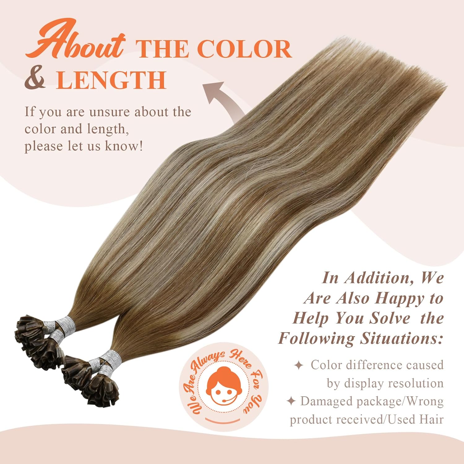 Sunny Hair 18inch Medium Brown to Platinum Blonde Balayage U Tip Human Hair Extensions 50g - Image 7