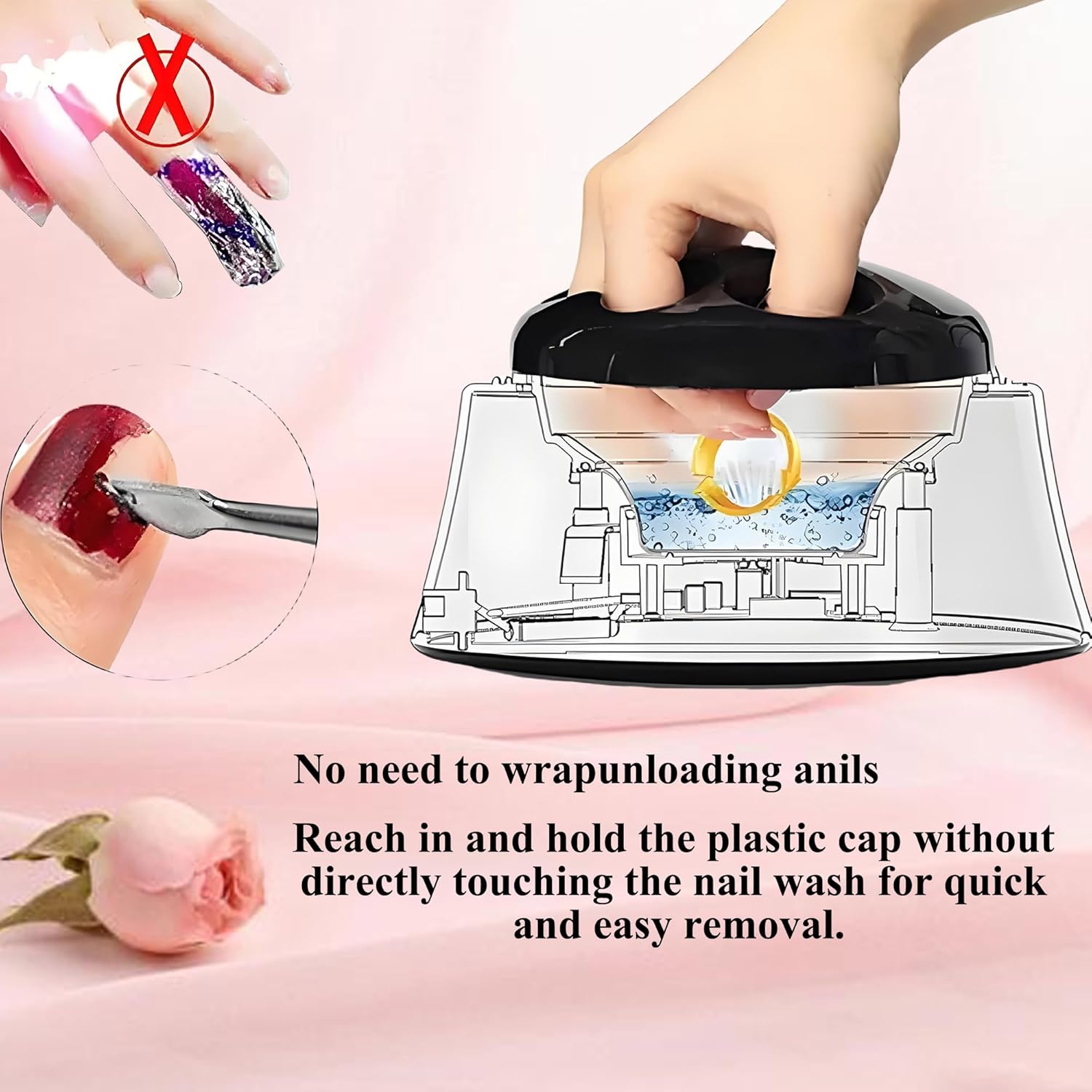 Upgraded Electric Steam Nail Polish Remover, Gel Nail Polish Steam Remover with Colourful Cuticle Pusher Spoon - Image 2