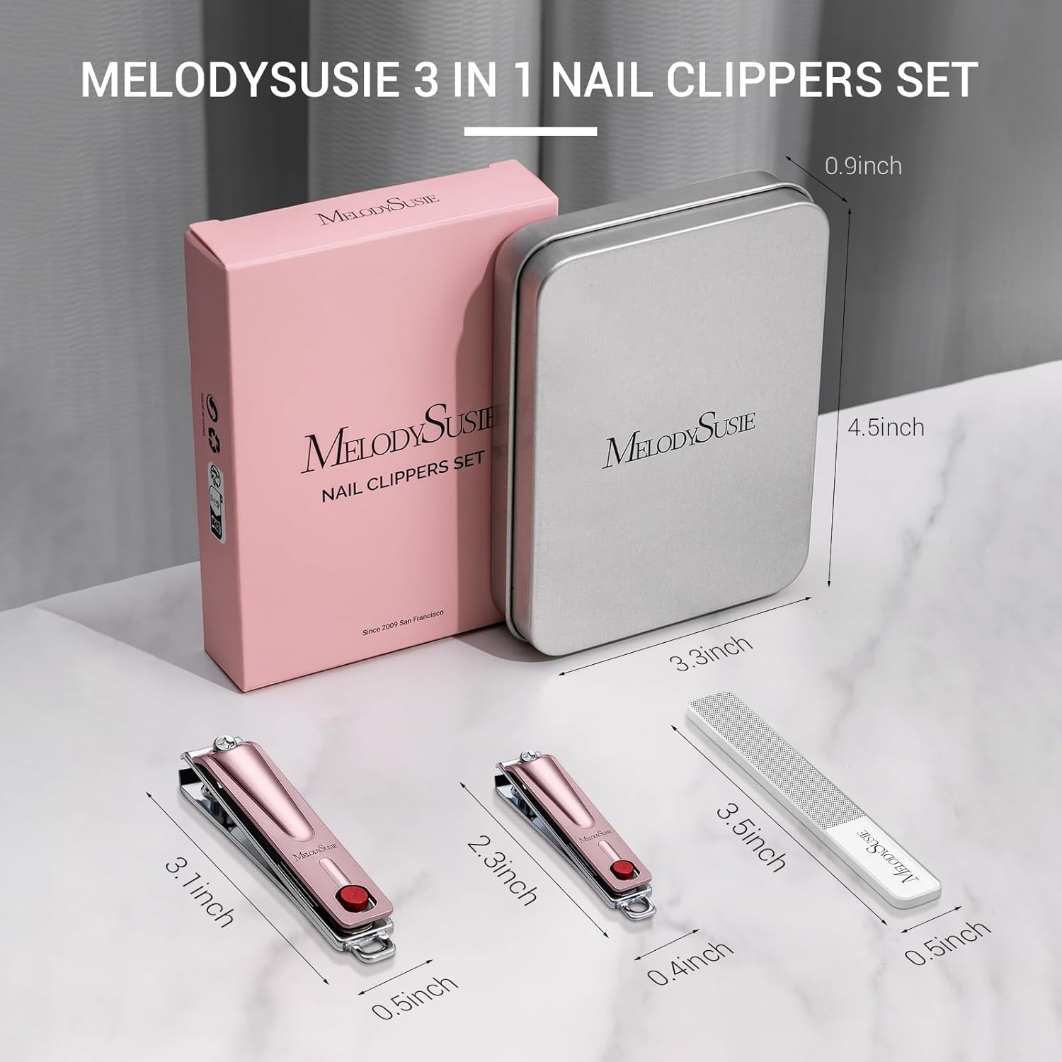 MelodySusie Nail Clippers Set, Ultra Sharp Toenail Clippers with Glass Nail File, 3 in 1 Stainless Steel Nail Clippers for Men Women, Fingernail Clipper Nail Cutter Manicure Set, Pink - Image 8