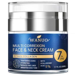 Retinol Cream for Face, Face Moisturizer, Neck Creams for Tightening and Firming with Collagen & Hyaluronic Acid, Daily Anti-Aging Face Cream for Women, Smooth Wrinkles & Fine Lines, 1.7 Fl Oz