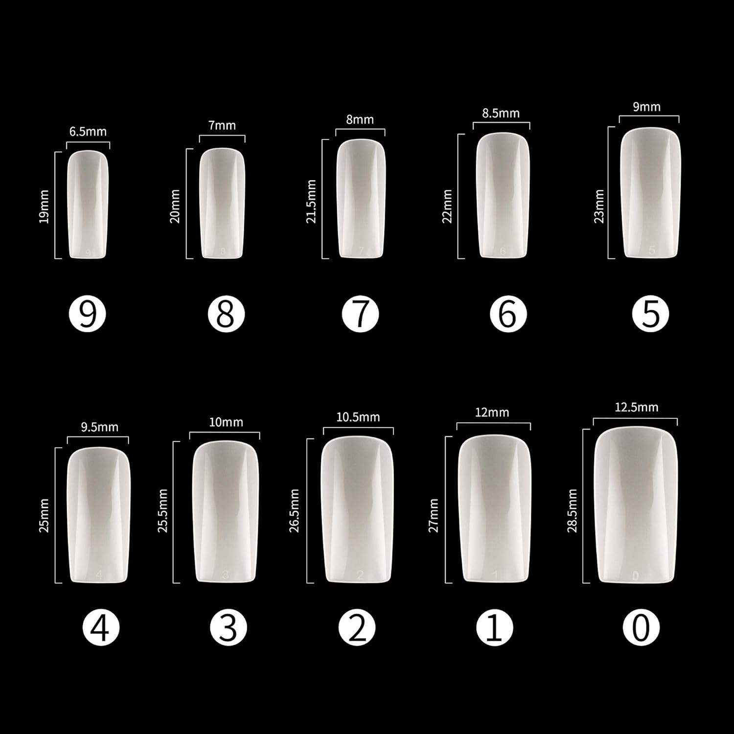Full Cover Acrylic False Nail Tips, 500PCS Fake Nail Shape Artificial False Nails Tips 10 Sizes with Case for Nail Art Salons and Home DIY (Natural) - Image 3