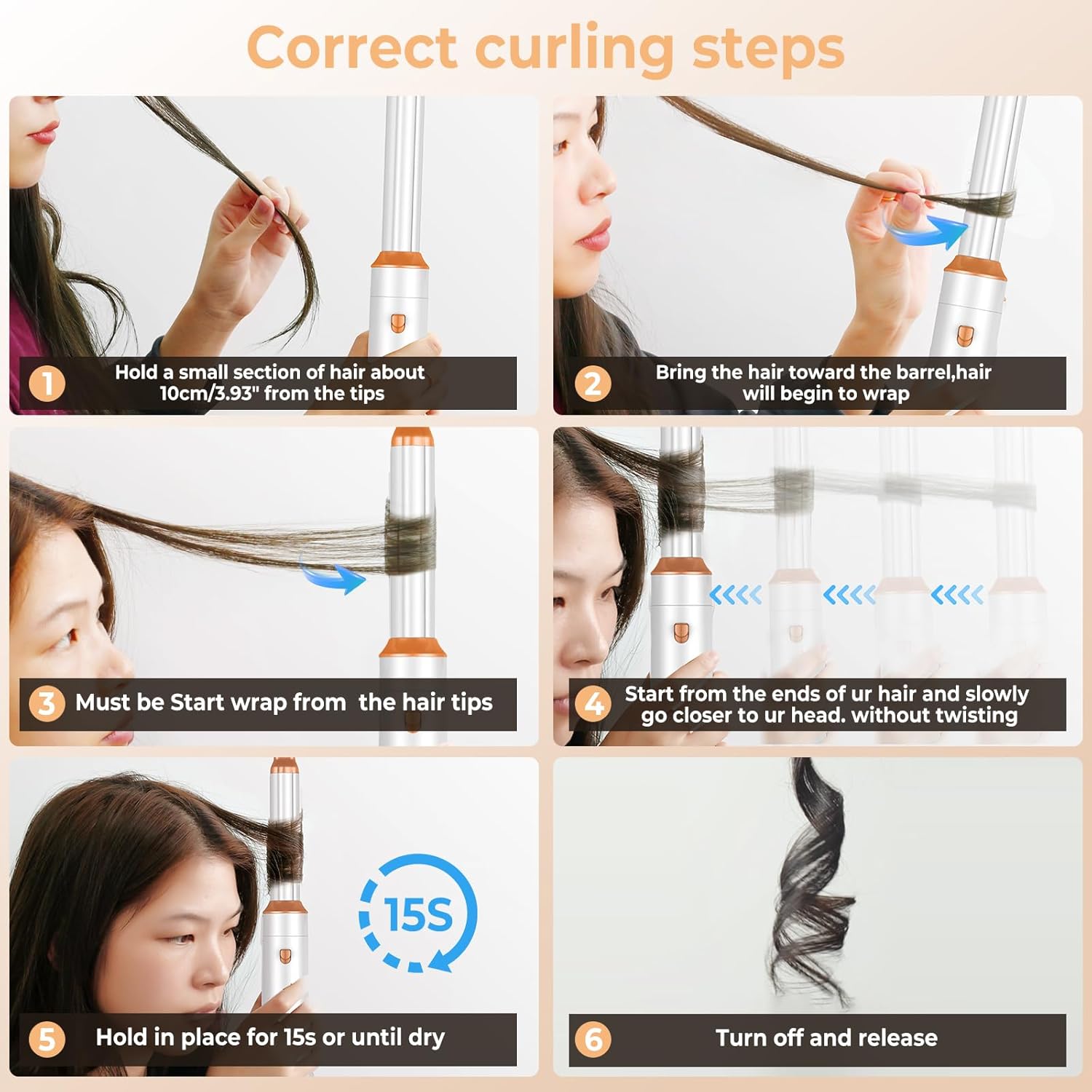 Hair Dryer Brush,6 in 1 Professional Hot Air Styler,Powerful Air Curling Wrap Styler,Negative Ionic Hair Dryer Fast Drying, Multi Hair Stylerfor Curling Volumizing Straightening Styling - Image 2