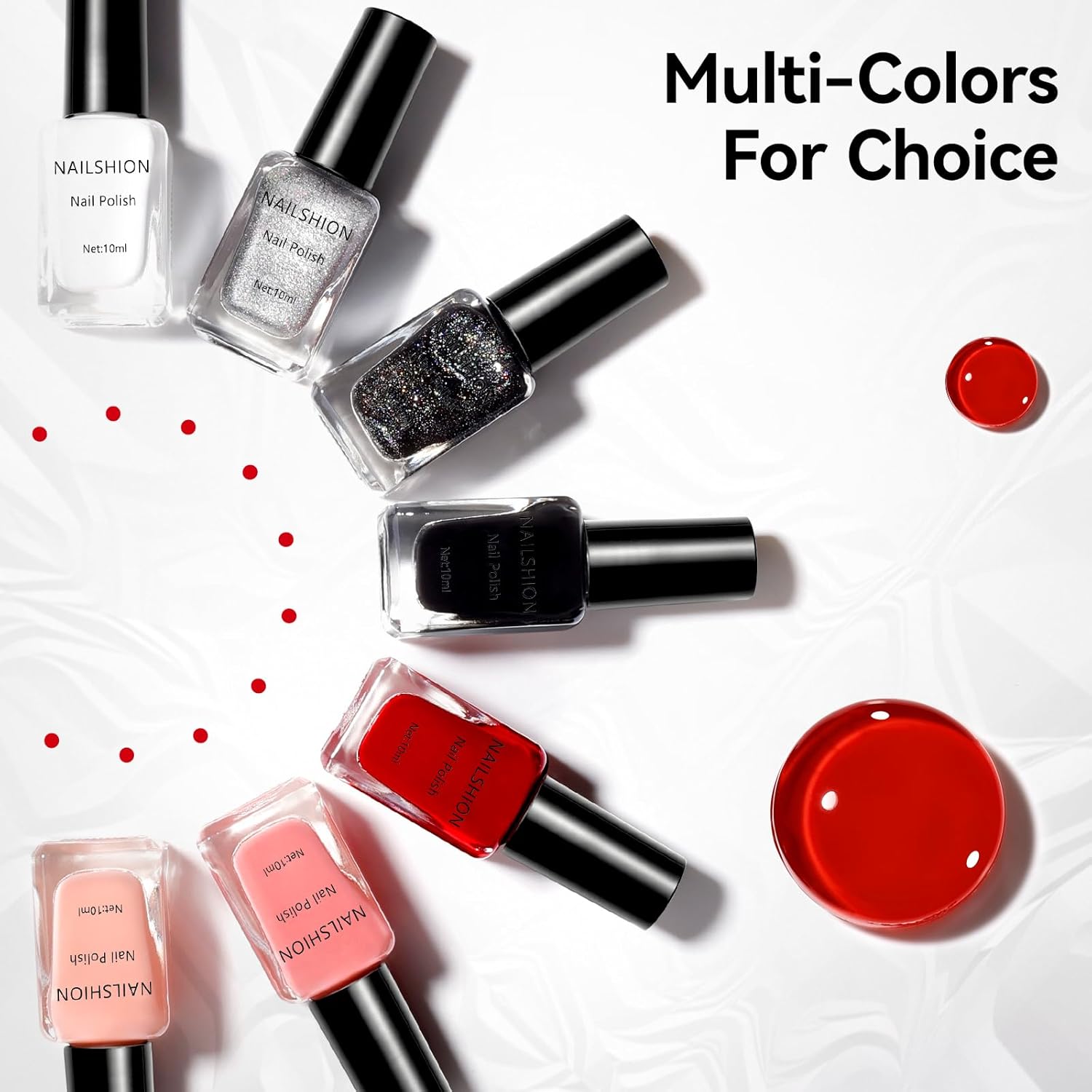 Red Nail Polish French Nail Art Regular Nail Polish 9-Toxic Free Vegan Enrich with Castor Oil Fast Dry Classic Toe Fingernail Polish Manicure Salon DIY Design at Home Gift for Girls Woman - Image 8