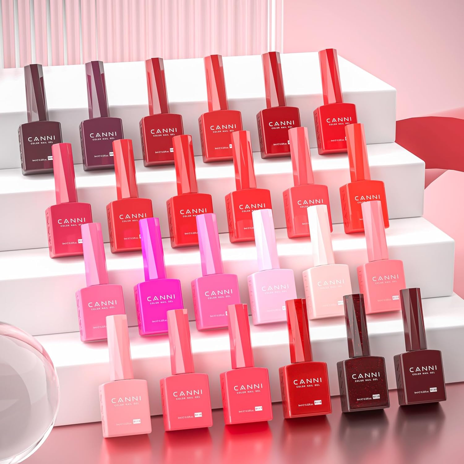 CANNI 30Pcs 9ML Hema-free Gel Nail Polish Set,Dark Red Hot Pink Purple Brown Burgundy Red Jelly Gel Polish Kit Soak Off LED Nail Polish Set Nail Art Starter Manicure Salon DIY at Home - Image 7