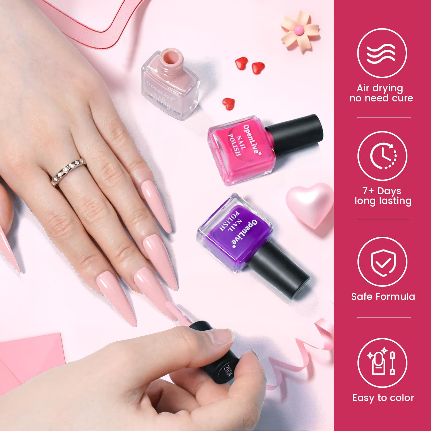 12 PCS Nail Polish Set With 10 Colour Combo, 2 PCS Base And Top Coat,Fast Drying Nail Polish For Home DIY And Beginners. - Image 4