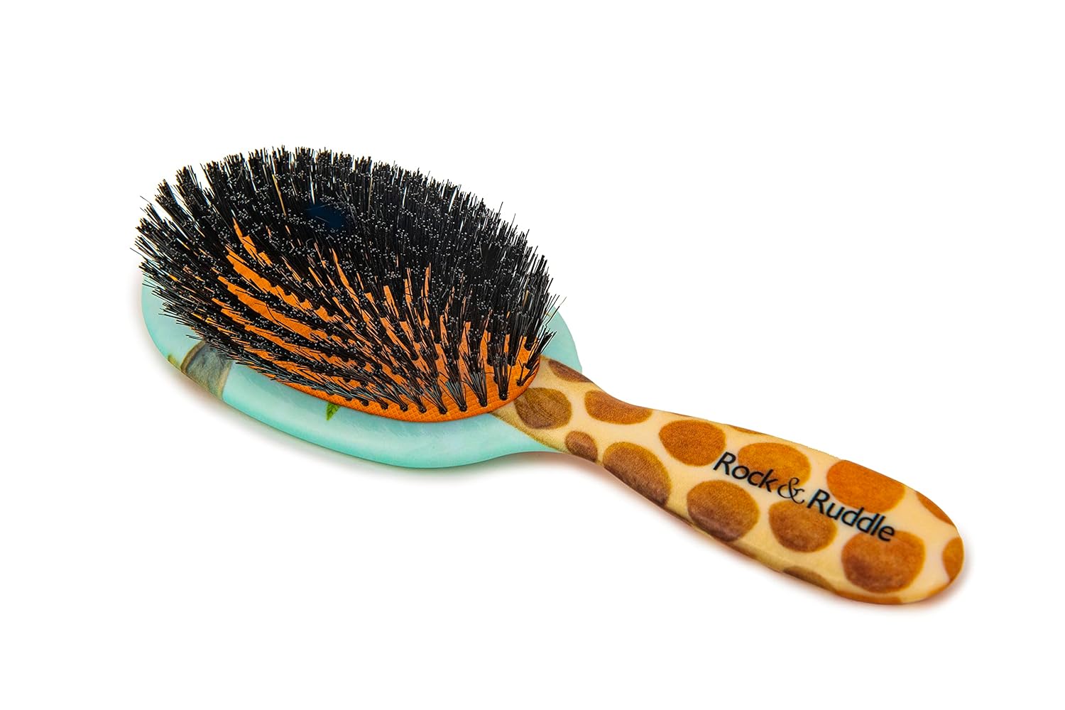 Rock & Ruddle Natural Pure Boar Bristle Hair Brush for Women and Kids (Large, 21cm) - Perfect for Wet or Dry Hair, Detangling Smoothing Blowdrying - Made in UK - Giraffe - Image 2