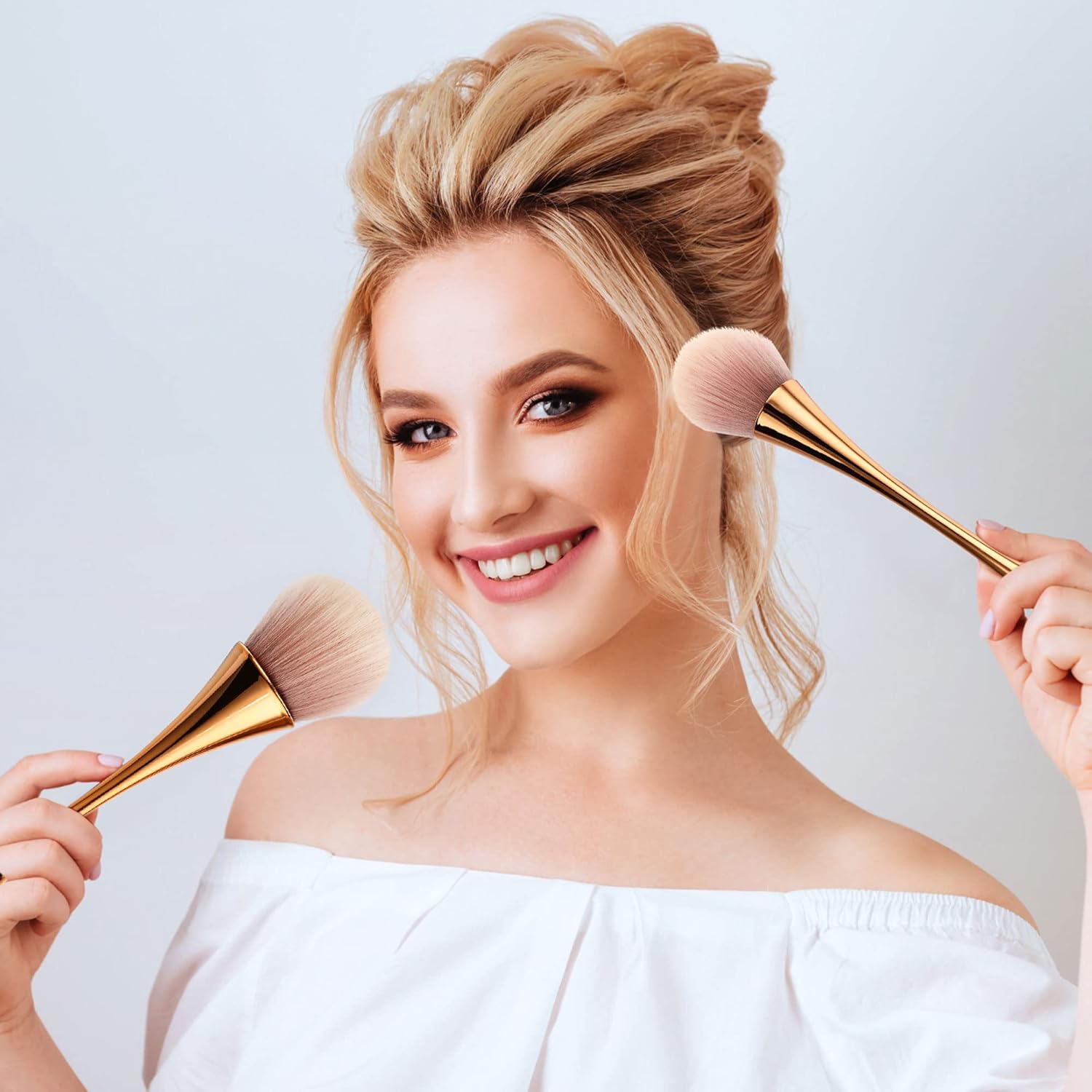 Boao 2 Pcs Large Fluffy Makeup Brushes Soft Bronzer Powder Brush for Coverage Loose Blending Buffing Nail Foundation(Rose Gold) - Image 5