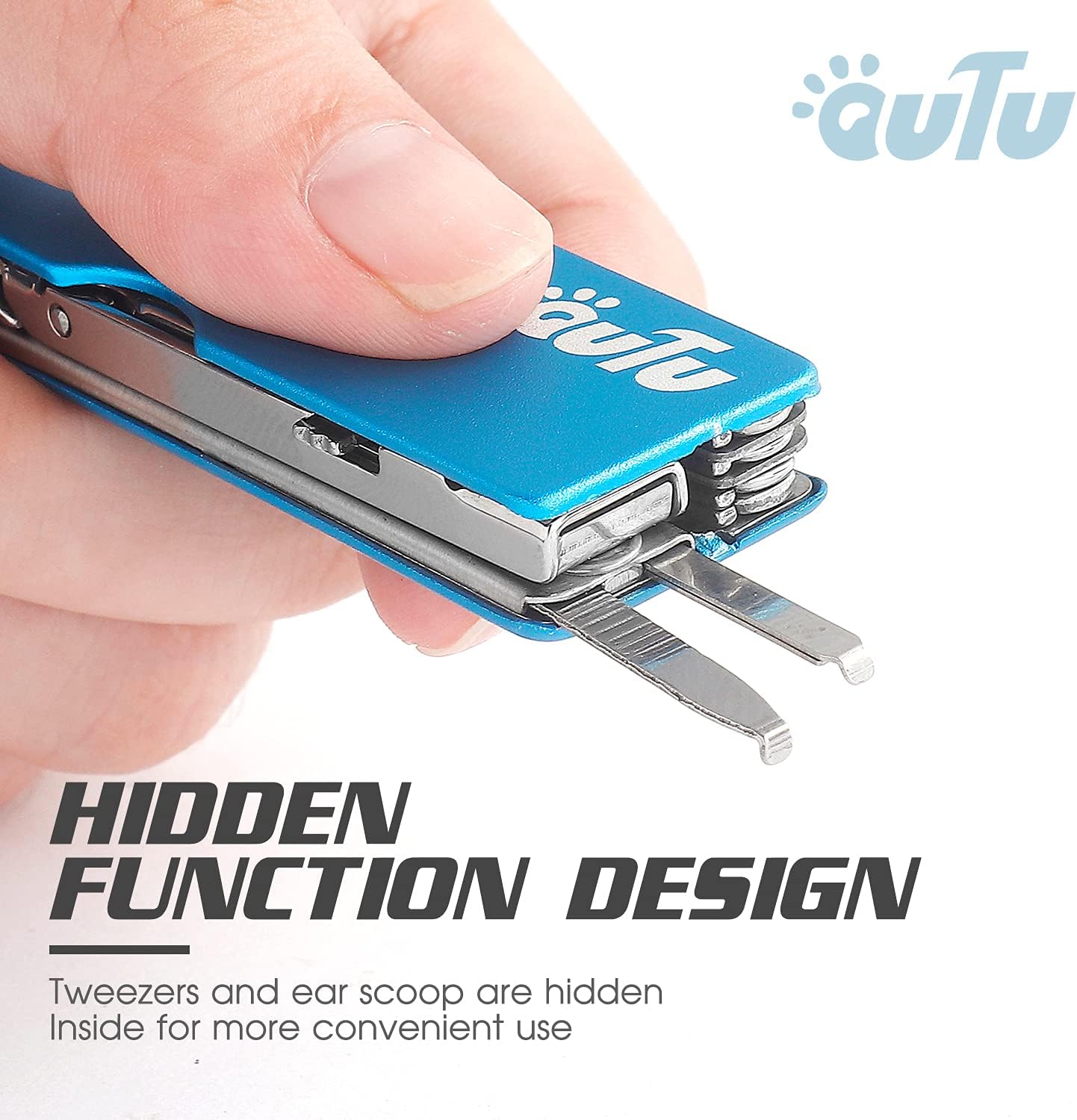 OUTU Keychain Nail Clippers Multitool, 8 in 1 EDC Utility Tool with Nail Clipper, Scissors, Tweezers, Gifts for Him Men Husband Dad Boyfriend (Blue) - Image 8