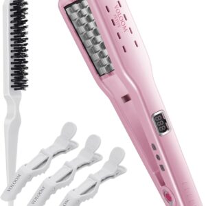 VOLOOM Petite 1” Inch Professional Volumizing Ceramic Flat Iron - Hair Volumizer & Styling Tool with Adjustable Temp & Auto Shut-Off for Lasting Volume for Medium or Fine Hair - Heat Resistant Case