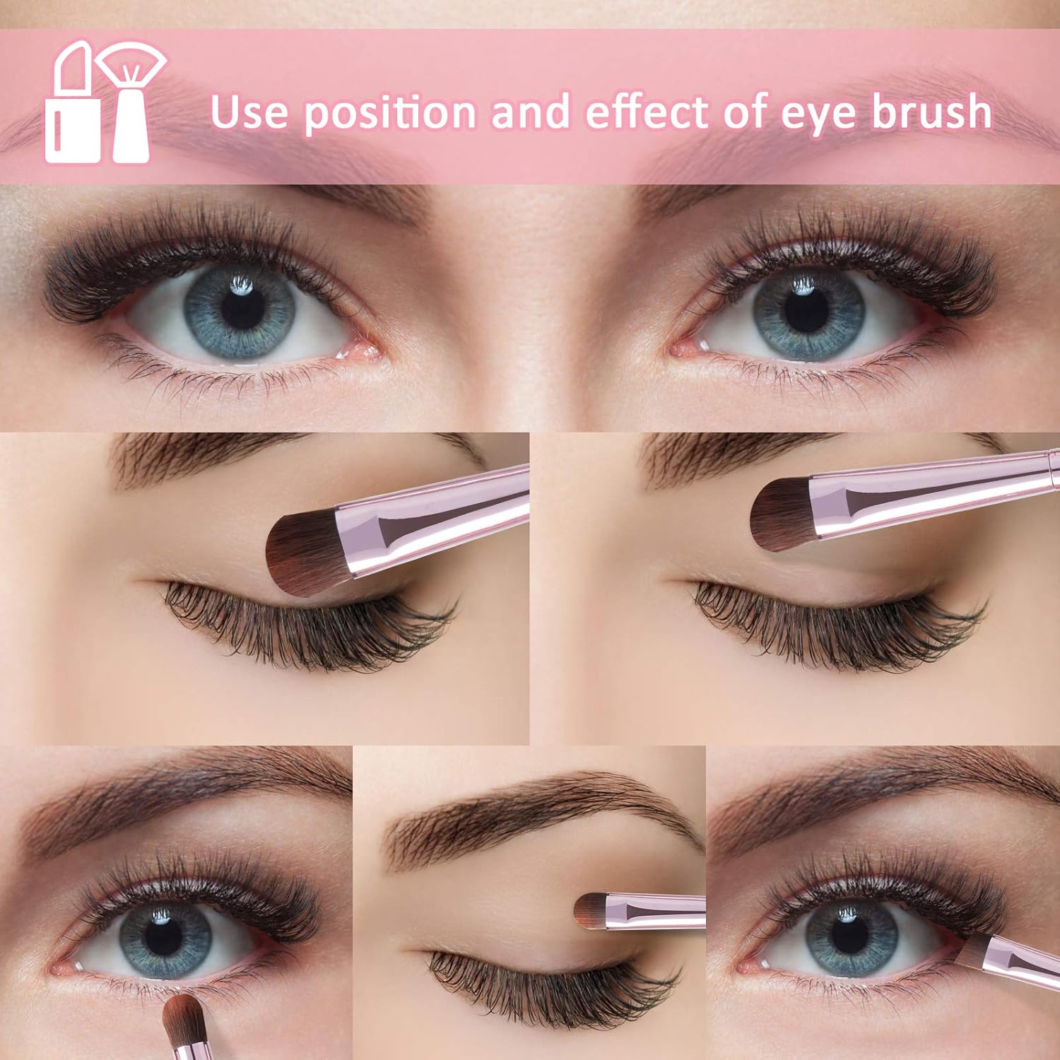 5Pcs Eyeshadow Brush Set, 7Pcs Premium Makeup Brushes, Portable Eye brushes, Premium Eye Makeup Brush, Foundation Brush, Make Up Brushes, Blush Brush, Eye Brush Tools for Beginners by YUESHENNAN(pink) - Image 9