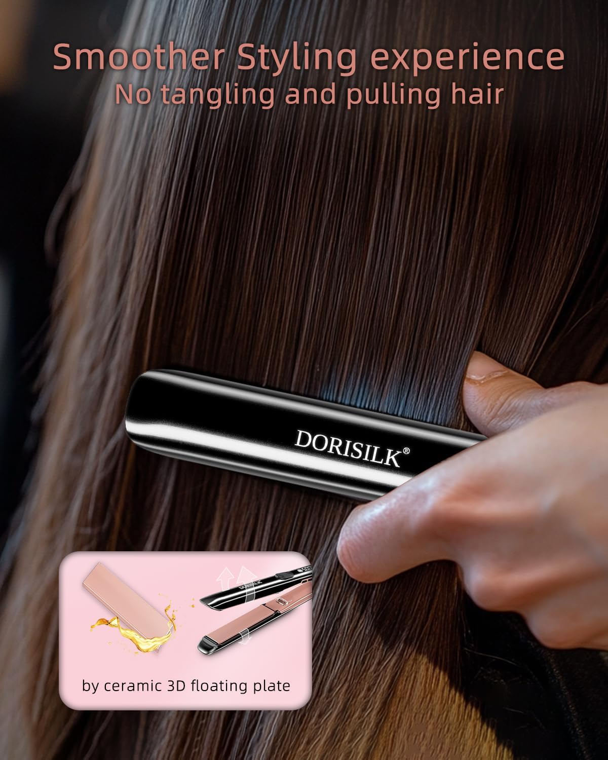 DORISILK 500 Degree High Temp Professional Hair Straightener,30s Fast Heating Ceramic Flat Iron ,2 in 1 Hair Straightener and Curler,Plasma Flat Iron Get Frizz-Free ,Dual Voltage for Travel Using - Image 8