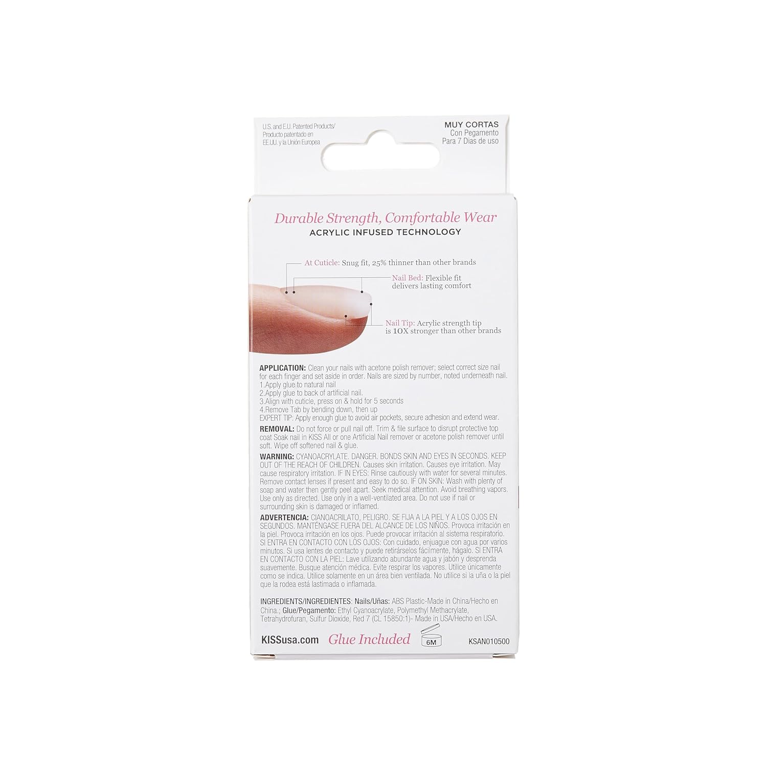 KISS Salon Acrylic Natural Press On Nails, Nail glue included, 'Rare', Nude, Short Size, Squoval Shape, Includes 28 Nails, 2g Glue, 1 Manicure Stick, 1 Mini File - Image 3