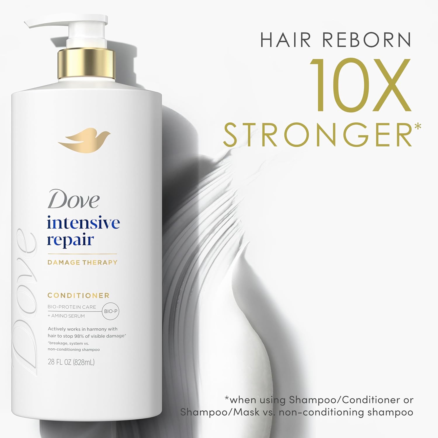Dove Conditioner Intensive Repair for Damaged Hair with Bio-Protein Care Technology and Amino Serum 28 Fl Oz - Image 9