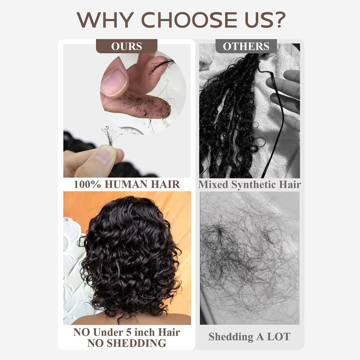 12inch short water wave wig with bangs glueless wear and go, 100% human hair wigs for black women, machine made, no lace, light and comfortable (wavy/natural black, 12 inches) - Image 5