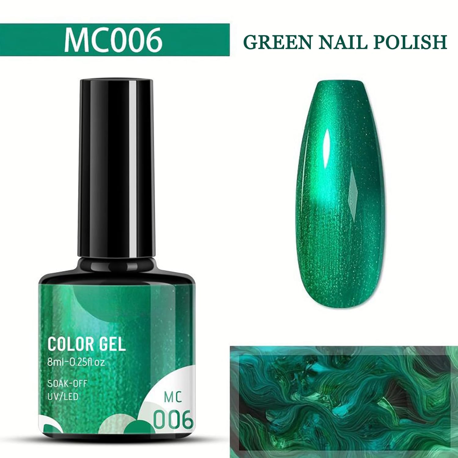 7pc Rainbow Gel Metallic Nail Polish Set - Chrome Gold Line, Reflective Mirror Nail Polish Gift Set in Red, Gold, Blue, Green, Pink - Image 3