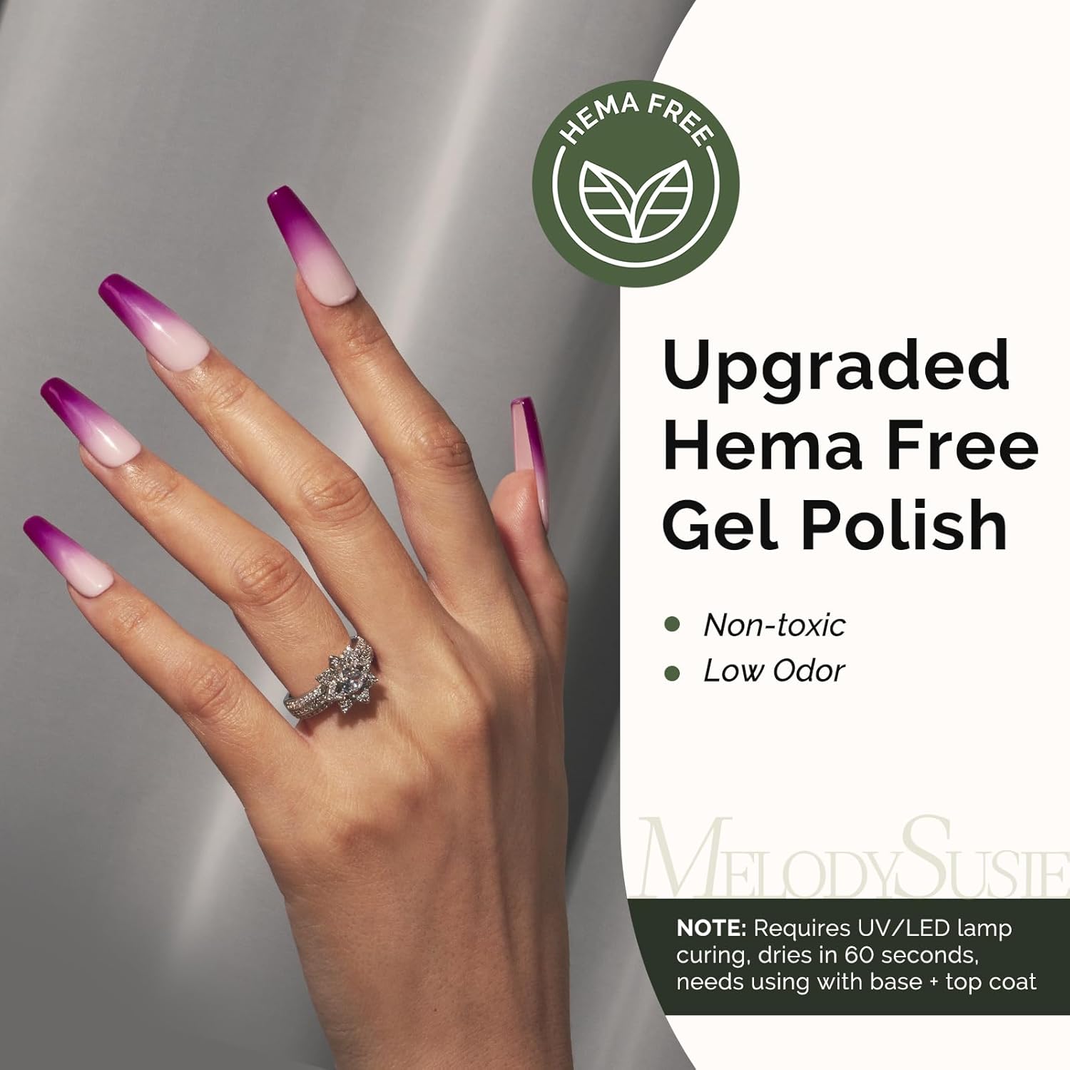 MelodySusie Hema Free Gel Nail Polish, 0.5 Fl Oz Thick Dark Purple Gel Polish, Non Toxic, Long Lasting, Soak Off UV Nail Polish, Manicure Nail Design Salon DIY Nail Art at Home 065 - Image 2