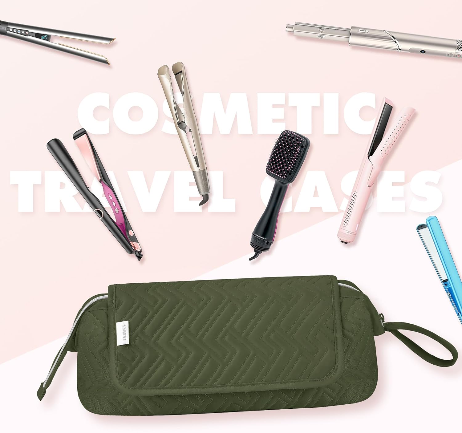 Leudes Hair Tools Travel Bag for Women Heat Resistant Mat for Travel Essentials Hot Tools Straighteners,Flat Irons,Curling Iron,Hot Air Brushes and Hair Dryer Organizer Bags 2 in 1 (Army GreenA) - Image 7