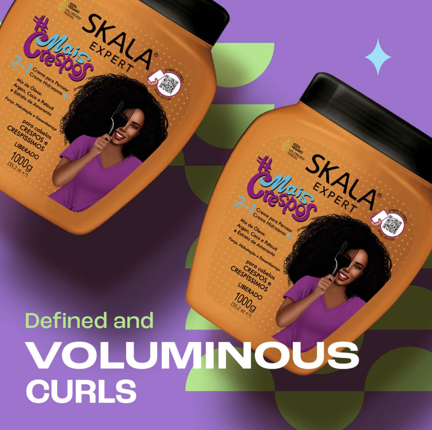 SKALA Mais Crespos Super Curly Hair Type 4ABC - Hydrate , Eliminate Frizz 2 IN 1 Conditioning Treatment Cream and Cream To Comb 35.2oz - Image 4