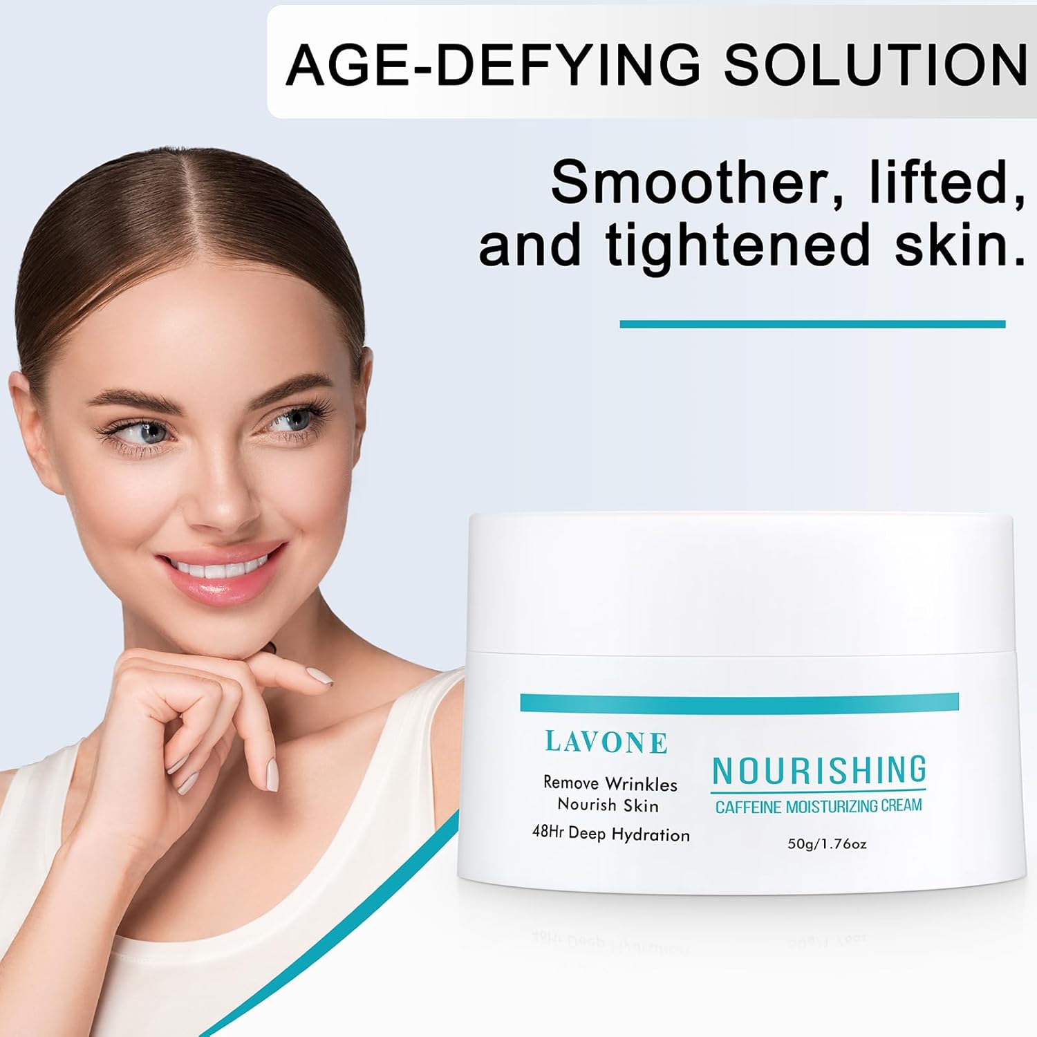 LAVONE Caffeine Hyaluronic Acid Vitamin E Face Moisturizer Cream 50ml All Skin Types - Image 6