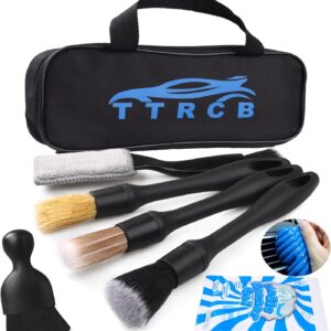 7PCS Car Detailing Brush Set, Ultra Soft Boars Hair Car Interior Detailing Brushes, Car Interior Detailing Kit, Car Cleaning Gel Supplies Kit, Car Dust Brush, Car Accessories for Truck, SUV, Interior