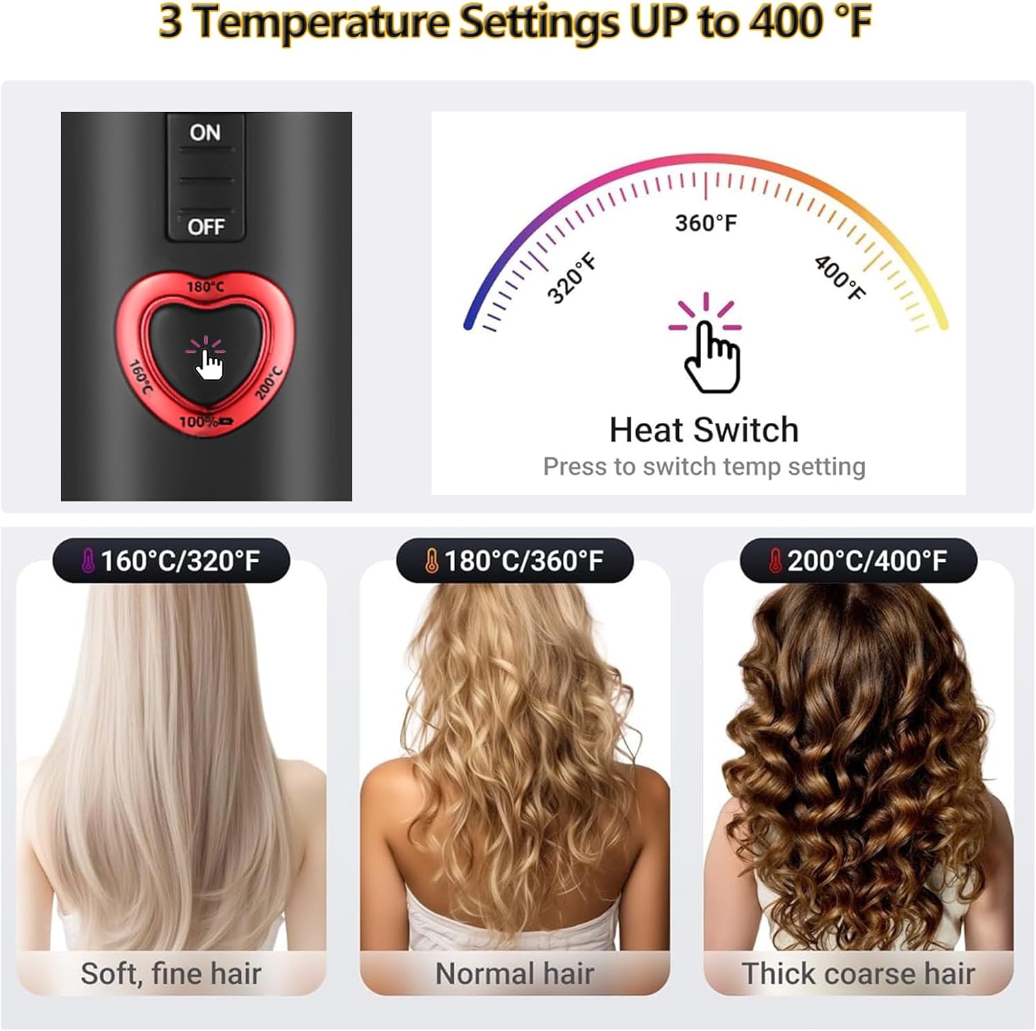 JMFONE Mini Cordless Portable Travel Flat Iron USB-C Rechargeable 3 Heat Settings - Image 3
