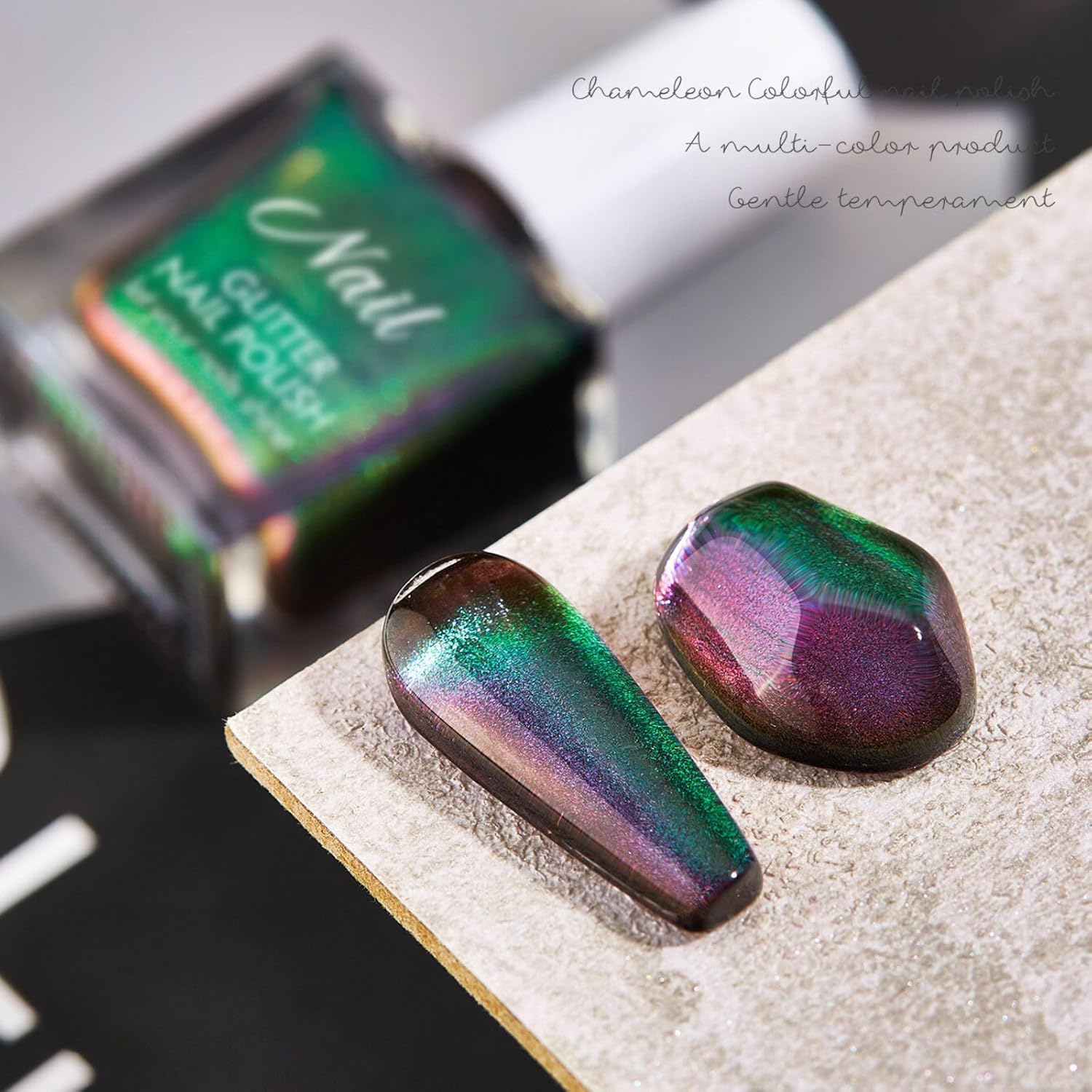 Holographic Nail Polish - Chrome Metallic Green - Long Lasting Chameleon Shimmer Iridescent Quick Dry - Image 6