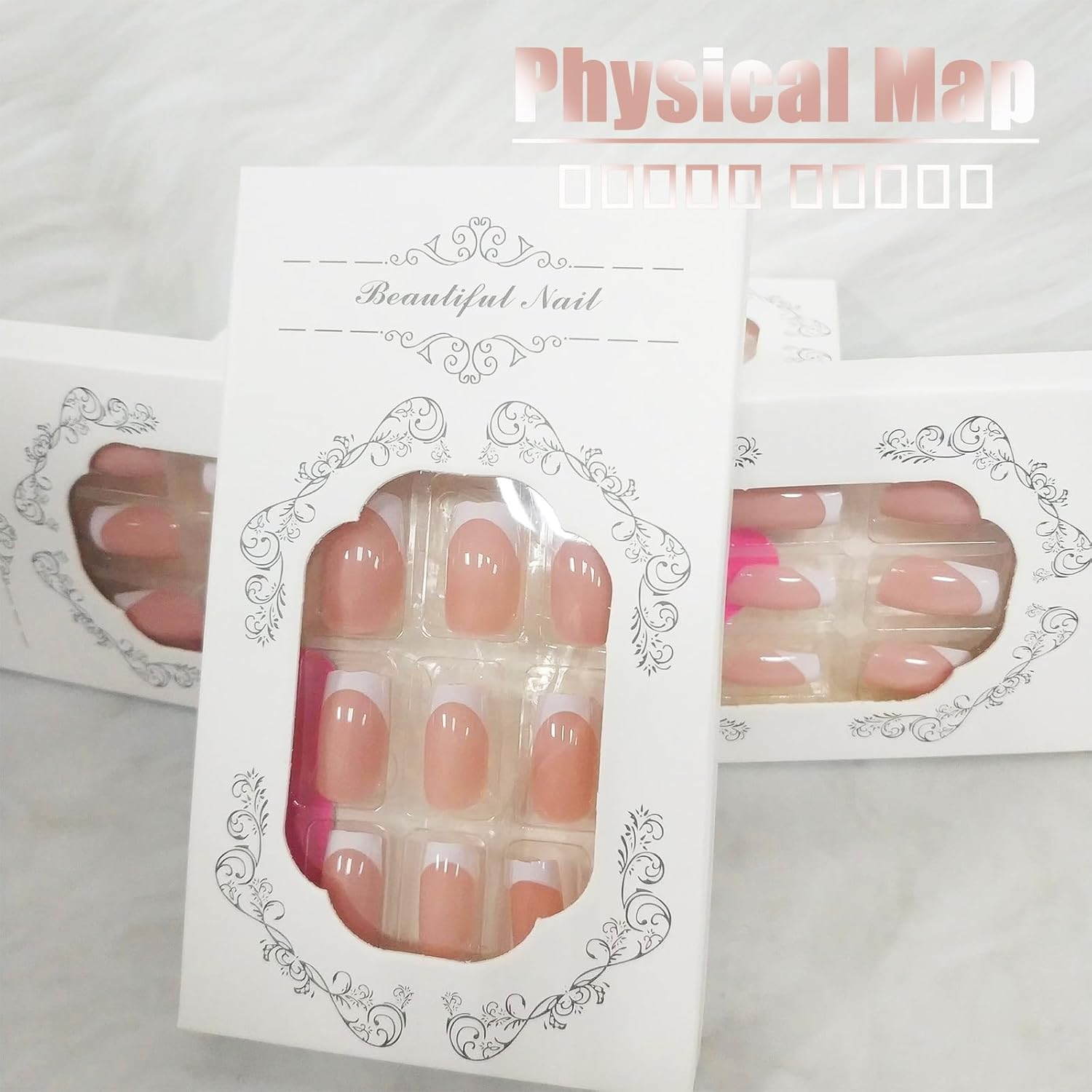 24Pcs White French Tips Press on Nails with Simple Design, Glossy Nude Medium-Short Square False Nails Gel Glue on Nails, French Manicure Art Acrylic Fake Nails Stick on Nails for Coquette Women Girls - Image 6