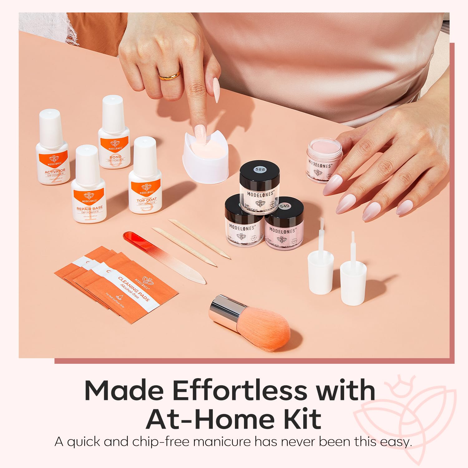 Modelones Dip Powder Nail Kit, 4 Colors Nude Pink Glitter Dipping Starter Set with Liquid and Complete Accessories for French Nails Art Salon DIY at Home Manicure - Image 7