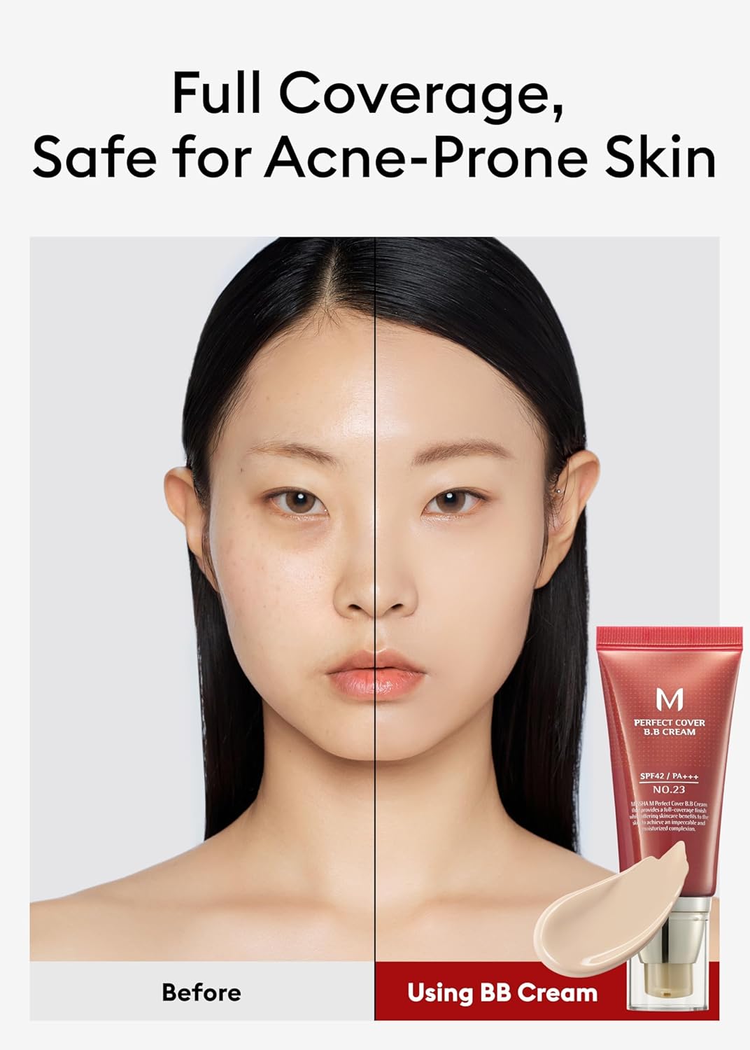 MISSHA M Perfect Cover BB Cream No.23 Natural Beige -Light/Medium with Cool/Neutral Undertone SPF 42 PA +++ 1.69 Fl Oz - Tinted Moisturizer with SPF - Image 4