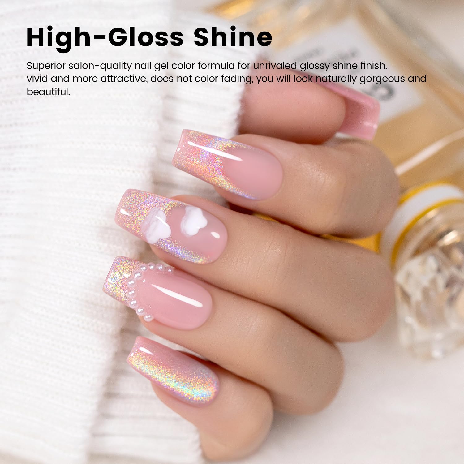 RARJSM 9D Cat Eye Gel Nail Polish Kit with Magnet Stick Clear Silver Glitter for DIY Nail Art - Image 3
