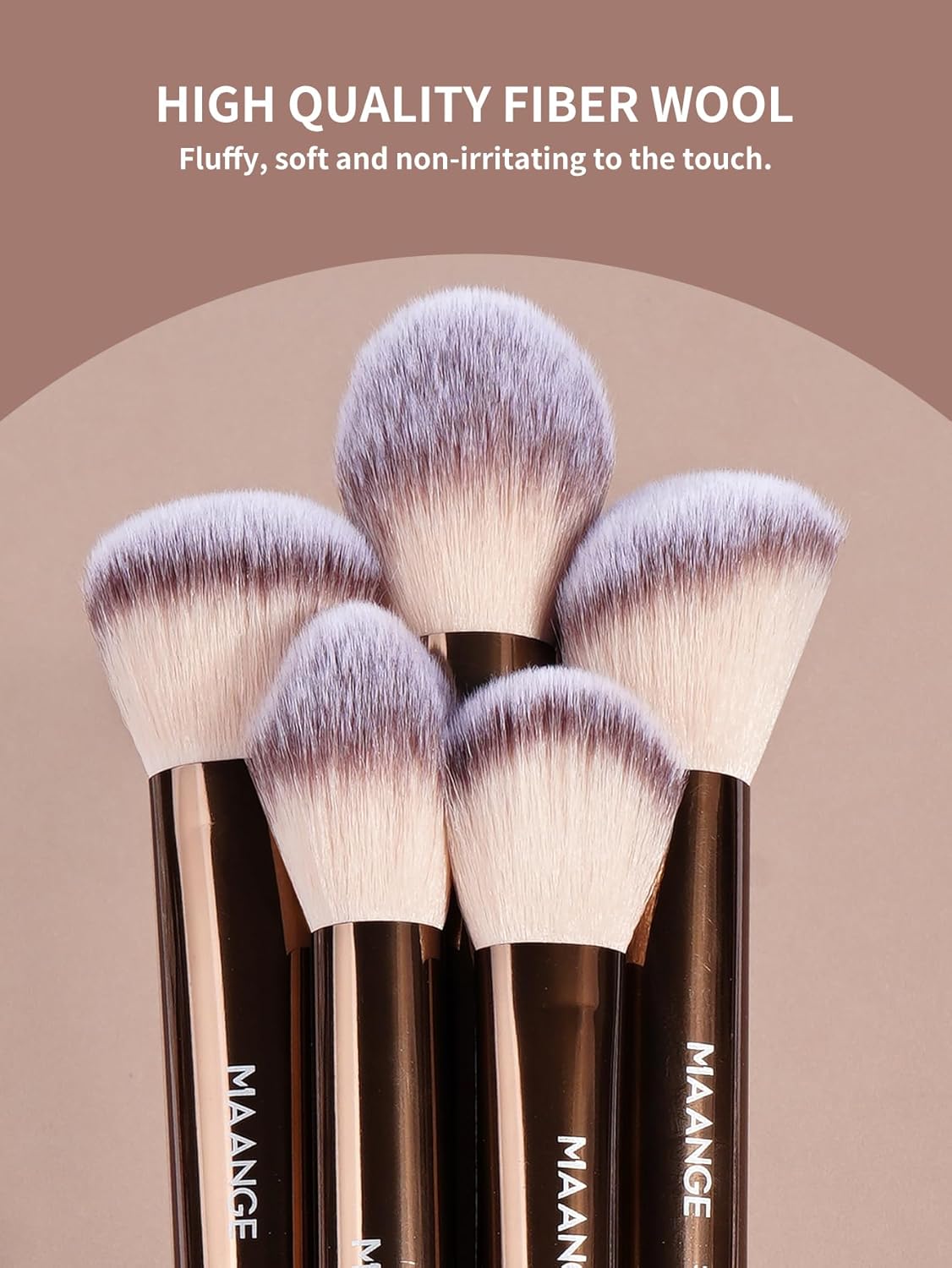 MAANGE 13 PCS Makeup Brushes Professional Make Up Brushes Premium Synthetic Powder Concealers Brushes Travel Makeup Brush Set with Case (Coffee) - Image 4