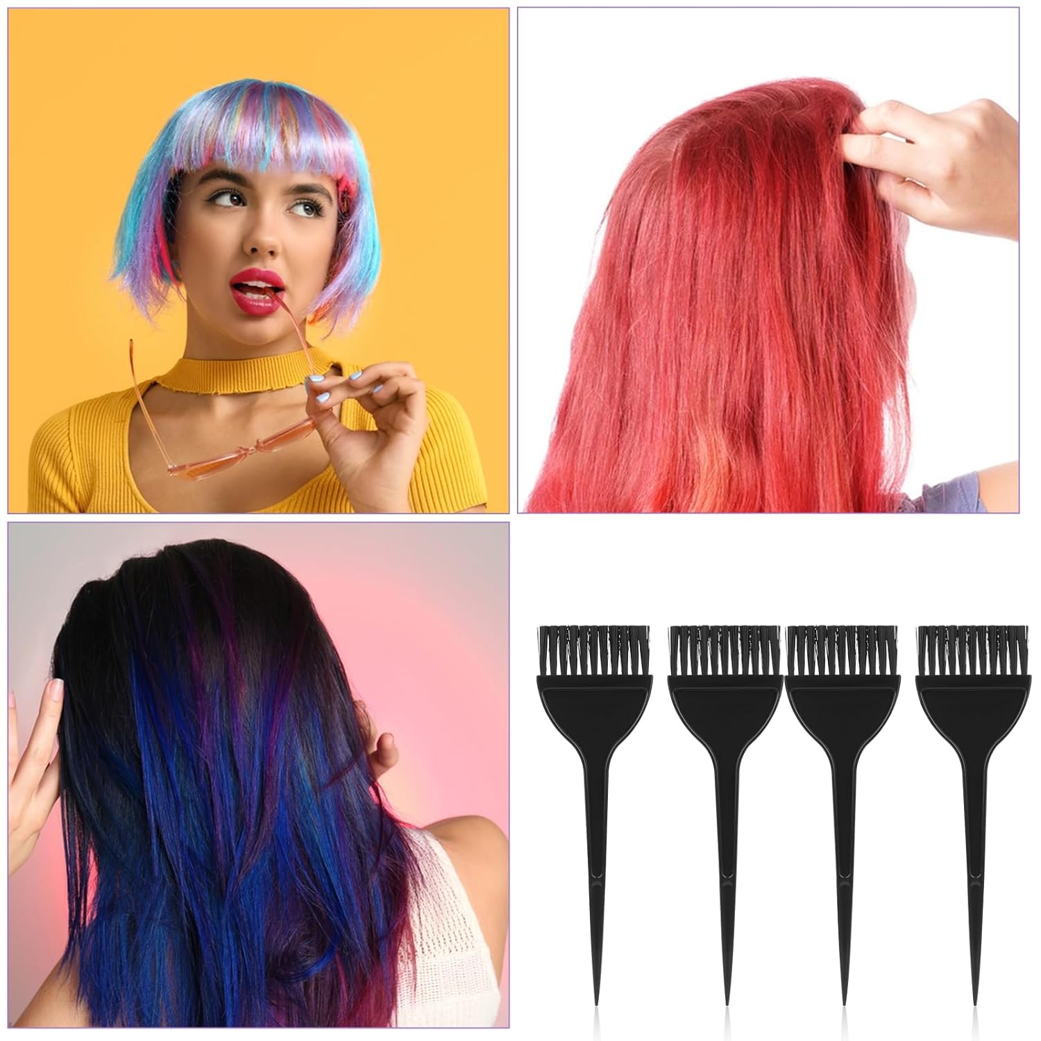 4 Pcs Hair Salon Tools - Coloring Brush & Comb Kit, Dye Applicator for Home DIY Dyeing - Image 5